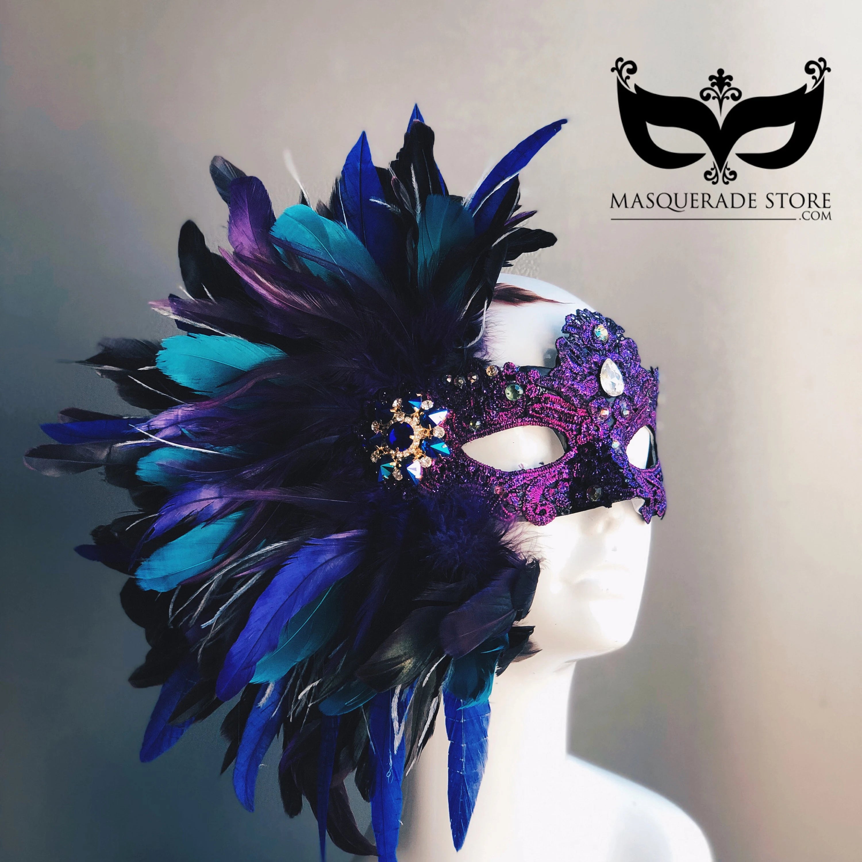 Luxury Feather Sleep Mask - Soft & Comfortable Purple & Blue Eye Mask for Women & Men - Perfect for Travel, Relaxation & Deep Sleep