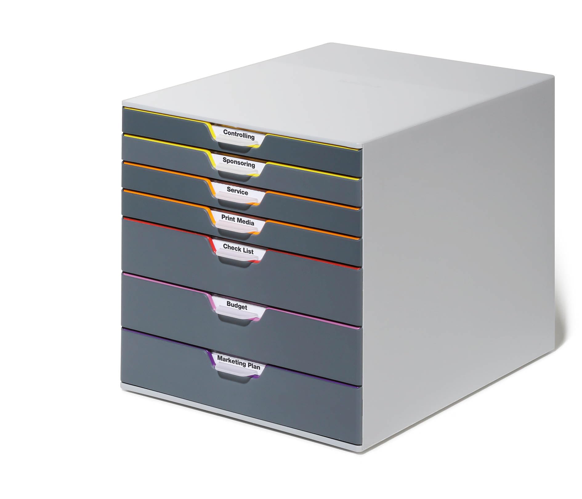 Durable 7-Drawer Desk Storage Organizer Box in Gray & Multicolor - Perfect for Office, Home, and School Organization