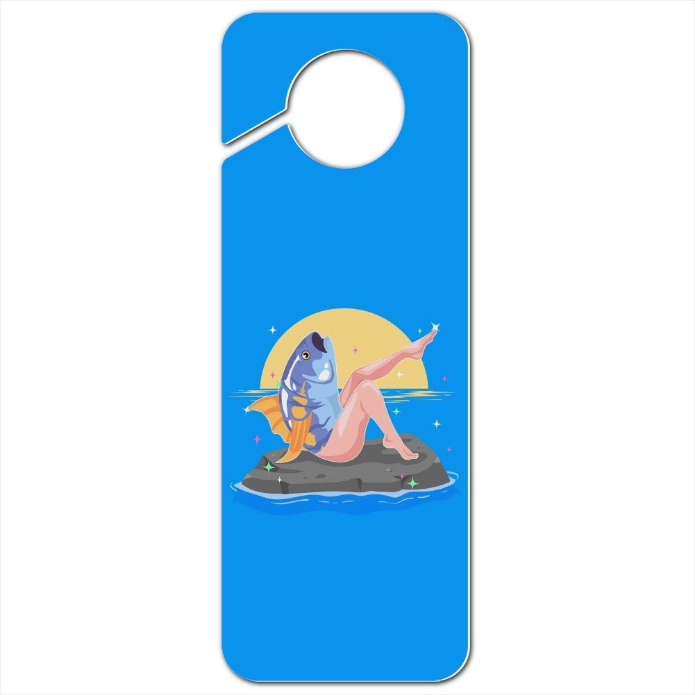 Funny Reverse Mermaid with Tuna Head Plastic Door Knob Hanger Sign - Whimsical Home Decor for Bathroom, Kids' Room & Office (GRAPHICS & MORE)