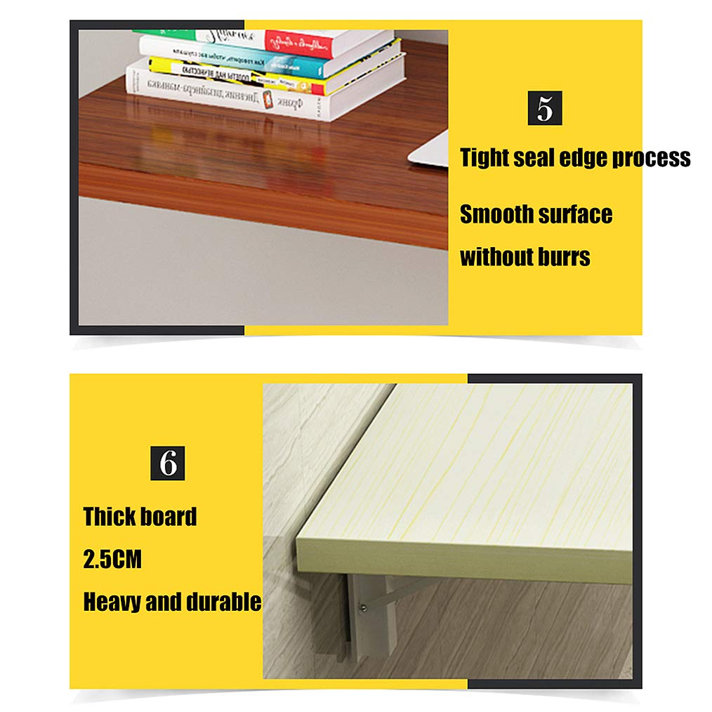 Floating Drop-Leaf Folding Desk - Space Saving Wall Mounted Hanging Table for Kitchen, Study, Bedroom, Bathroom, Office or Balcony - Perfect for Small Apartments, Dorms & Tiny Homes