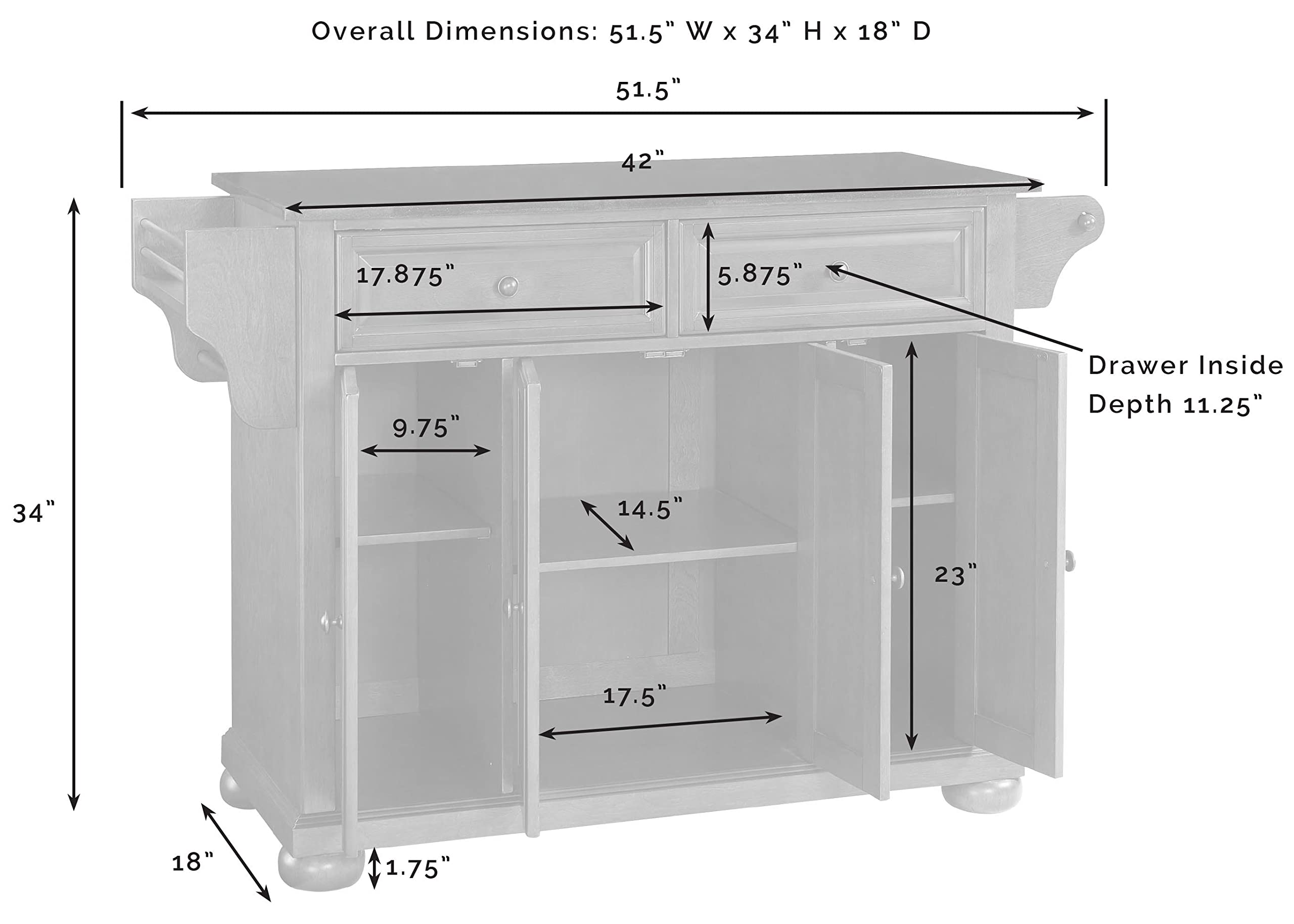Crosley Alexandria Stainless Steel Top Rolling Kitchen Island Cart with Spice Rack - Mahogany Finish for Small Kitchen Storage & Organization | Perfect for Apartments, Dorms & Compact Spaces