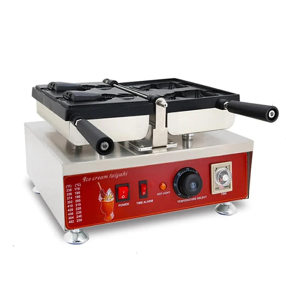 Fish Shape Open Mouth Waffle Maker - Taiyaki Machine 110V for Japanese Pancakes - Perfect for Home Breakfast, Party Snacks & Street Food Business