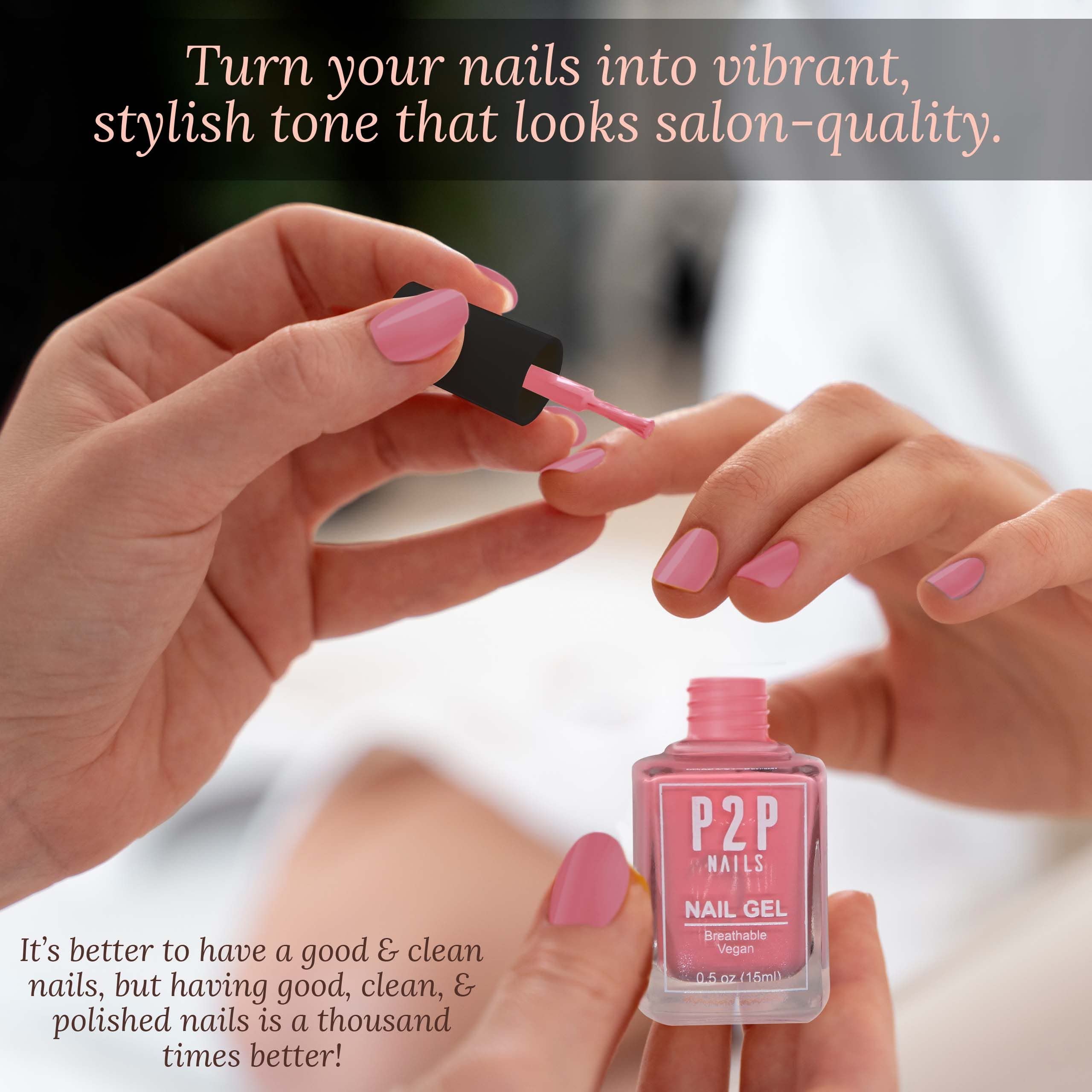 Vegan Pink Nail Gel Polish - Quick Dry Long Lasting Nail Art Gel with Smooth Texture - Non-Toxic Cruelty Free Nail Polish Kit for Manicures & Pedicures - Perfect for Salon, Home DIY & Special Occasions (Peachy Keen)