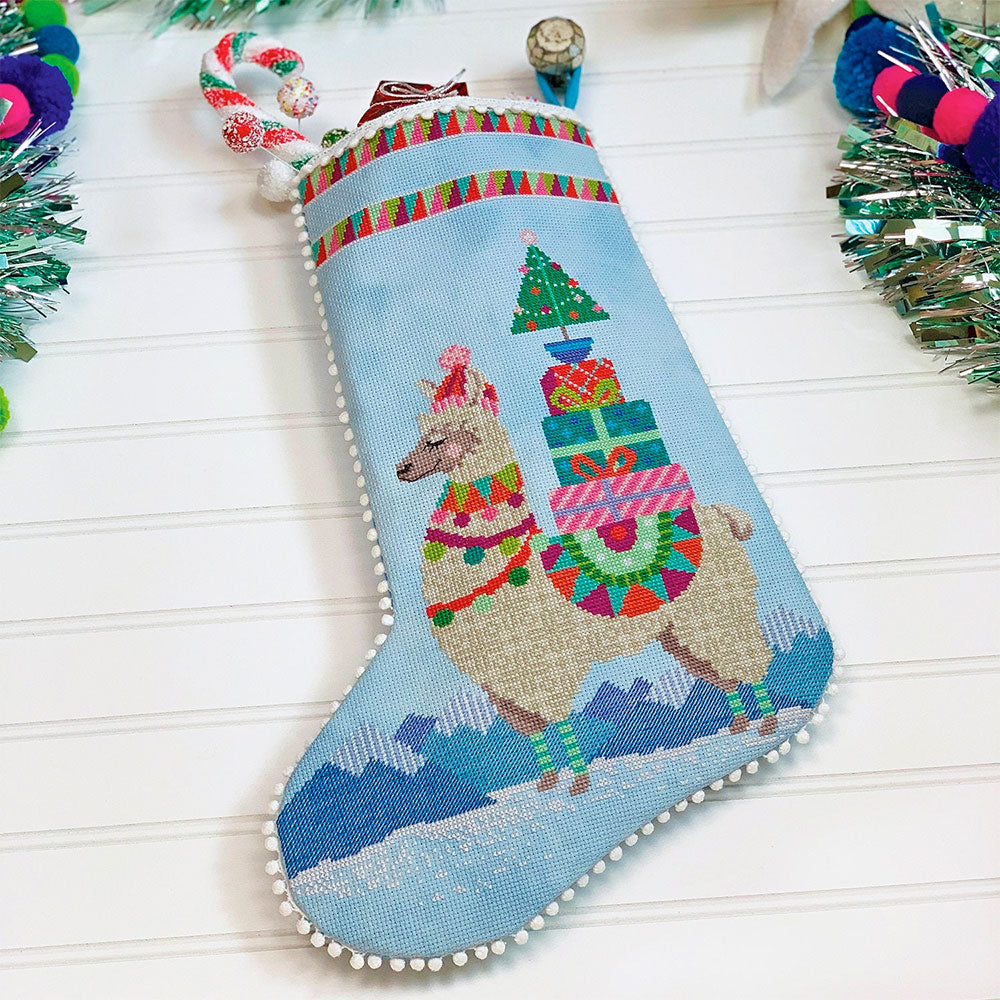 Fa La La Llama Christmas Stocking Cross Stitch Pattern PDF - Holiday Embroidery Design for DIY Stockings, Festive Home Decor & Handmade Gifts