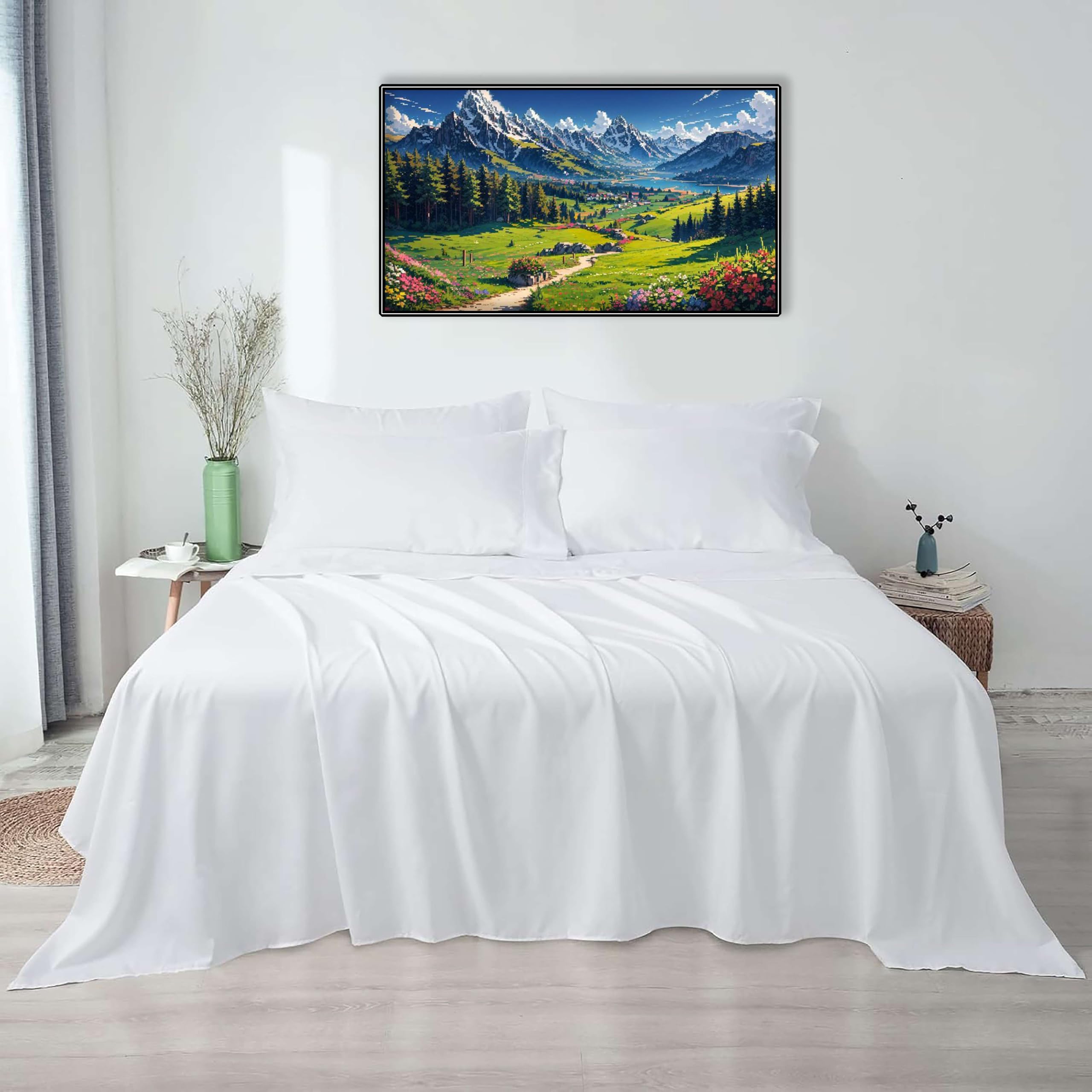 6-Piece Queen Size Sheet Set - 400 Thread Count 100% Egyptian Cotton Bed Sheets with Deep Pockets - Ultra Soft & Breathable - Perfect for Master Bedroom, Guest Room or Vacation Home (White)