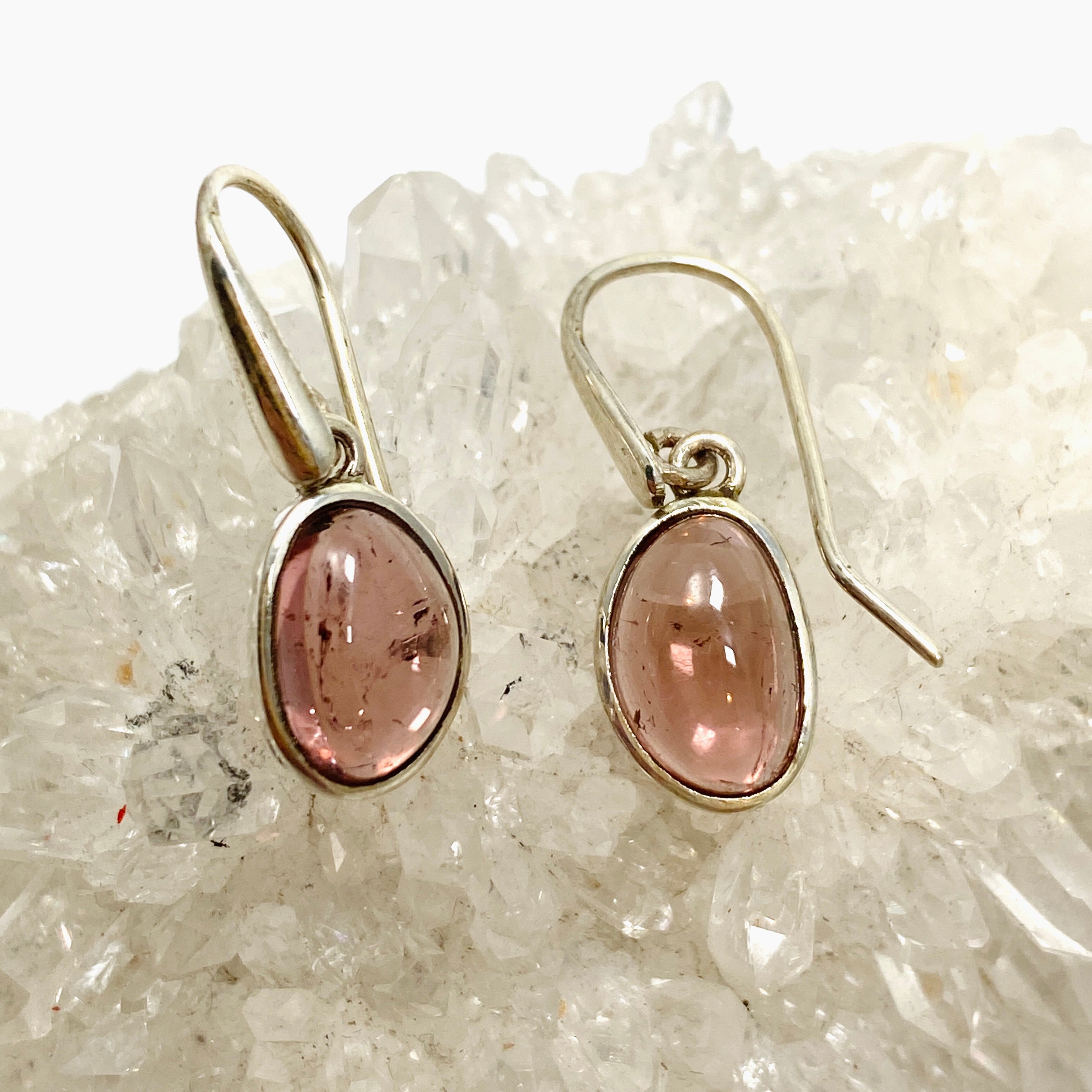 Natural Pink Tourmaline Freeform Cabochon Earrings - Handmade Boho Jewelry for Women - Perfect for Weddings, Parties & Everyday Wear