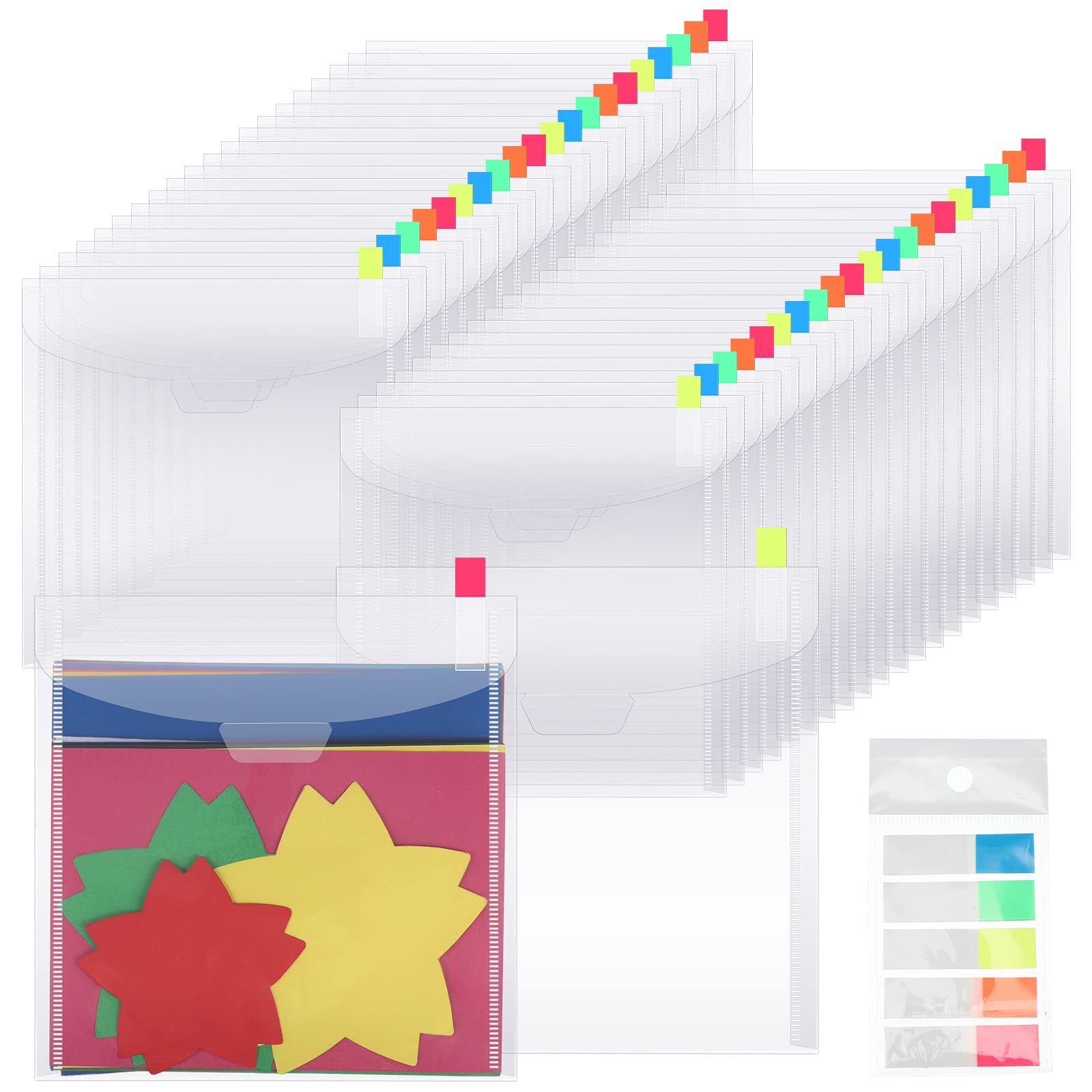 Eaasty 80 Pcs 12 x 12 Inch Waterproof Scrapbook Paper Organizer with 100 Sticky Index Tabs - Top Loading File Storage for Cardstock, Vinyl, Photos - Perfect for Crafting, Scrapbooking & Home Organization