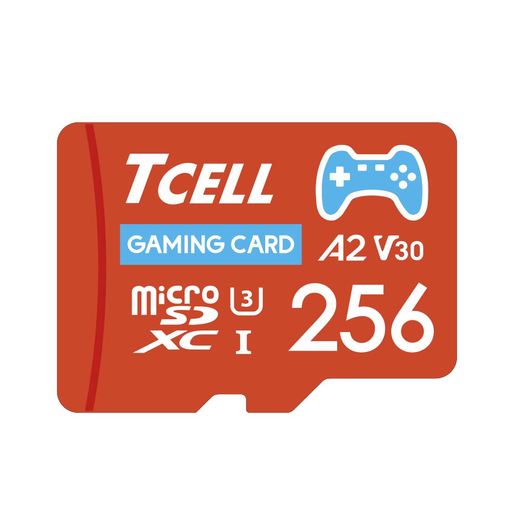 TCELL Gaming 256GB Micro SD Card - High Speed microSDXC A2 UHS-I U3 V30 (100MB/s Read, 80MB/s Write) - Compatible with Nintendo Switch, Steam Deck & Gaming Consoles - Includes Adapter - Perfect for 4K Gaming, Video Recording & Fast App Loading