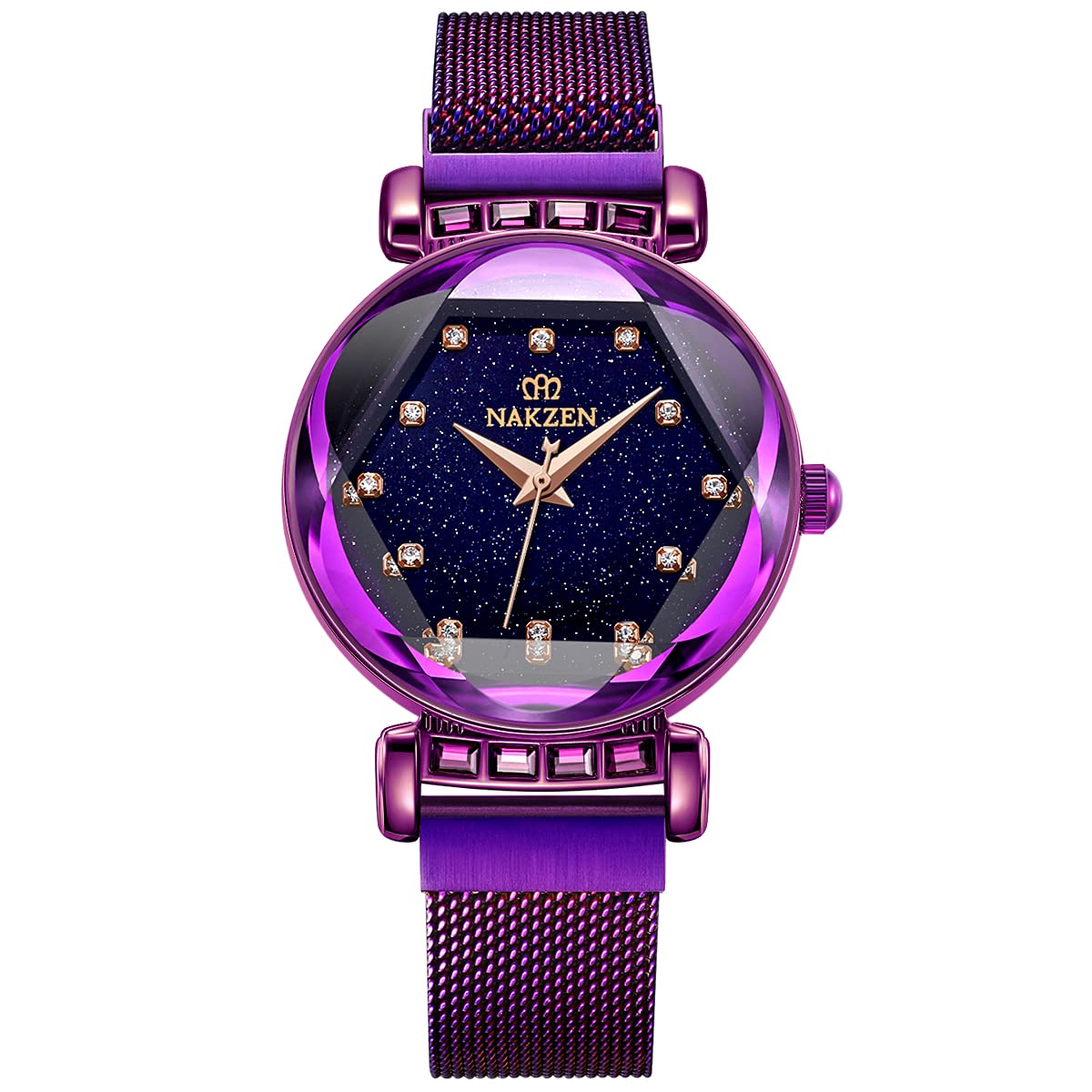 Elegant Women's Watch with Black Diamond Dial - Japanese Quartz Movement, Waterproof, Stainless Steel Mesh Band - Rose Gold Fashion Timepiece for Women & Girls | Perfect for Casual Wear, Office, Parties & Gift Giving