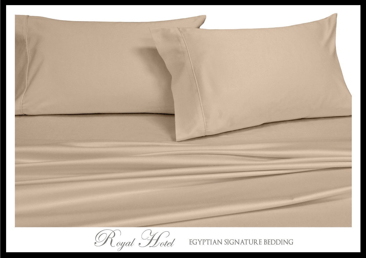 Premium 100% Cotton King Size Pillowcases Set of 2 - 300 Thread Count Sateen Weave Solid Tan Luxury Bedding - Perfect for Hotels, Home & Airbnb Comfort