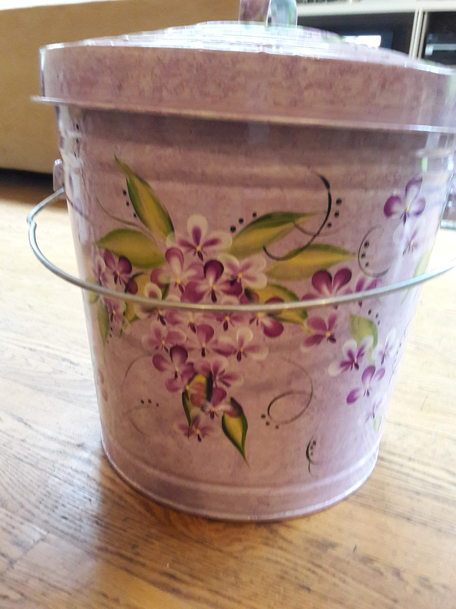 10 Gallon Hand Painted Decorative Trash Can - Elegant Waste Bin for Kitchen, Bathroom & Office - Eco-Friendly Garbage Can with Artistic Designs for Home Decor