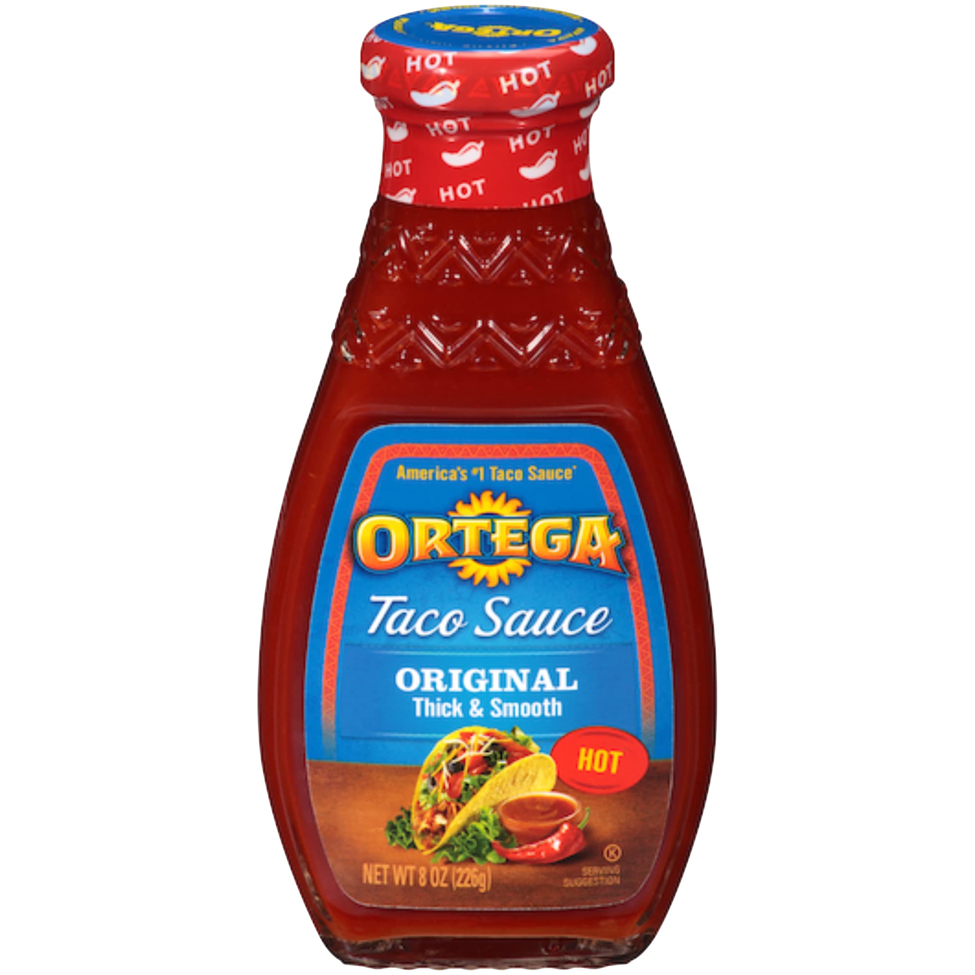 Ortega Hot Taco Sauce - 8oz Glass Jar (Pack of 3) - Medium, Hot & Extra Heat Options - Perfect for Tacos, Nachos, Burritos & Mexican Dishes