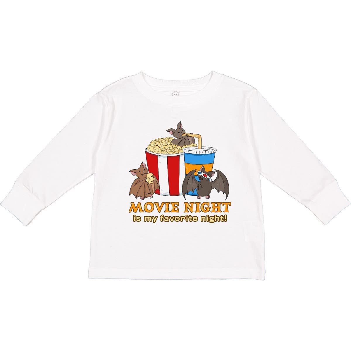 Movie Night is My Favorite Night Bats with Toddler Long Sleeve T-Shirt - Cute Family Matching Outfits for Movie Nights & Casual Wear