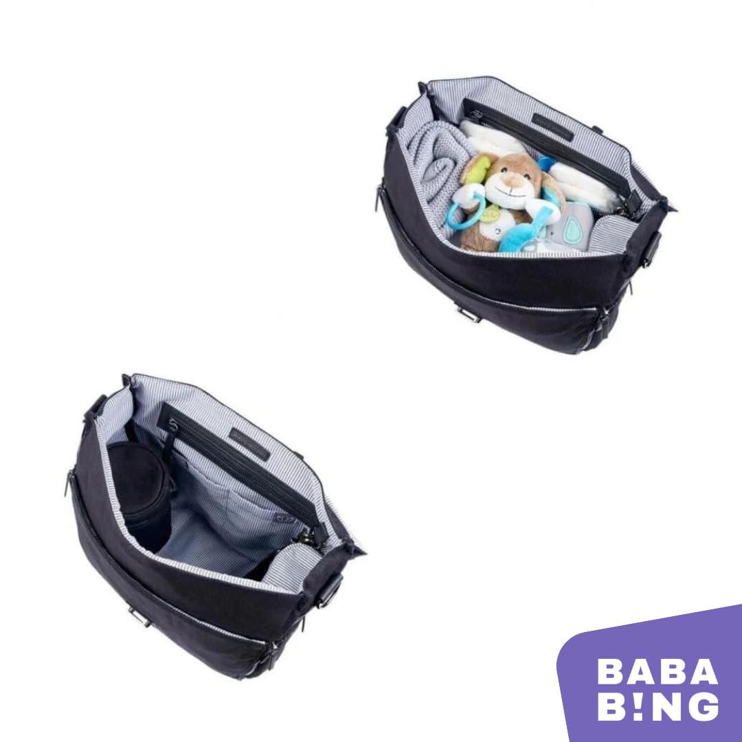 Bababing DayTripper 2 Convertible Diaper Backpack - Multifunctional Travel Bag with Changing Pad, Insulated Bottle Pockets & Stroller Straps - Black Canvas Diaper Bag BB117 - Perfect for Parenting, Travel, Daycare & On-the-Go Families