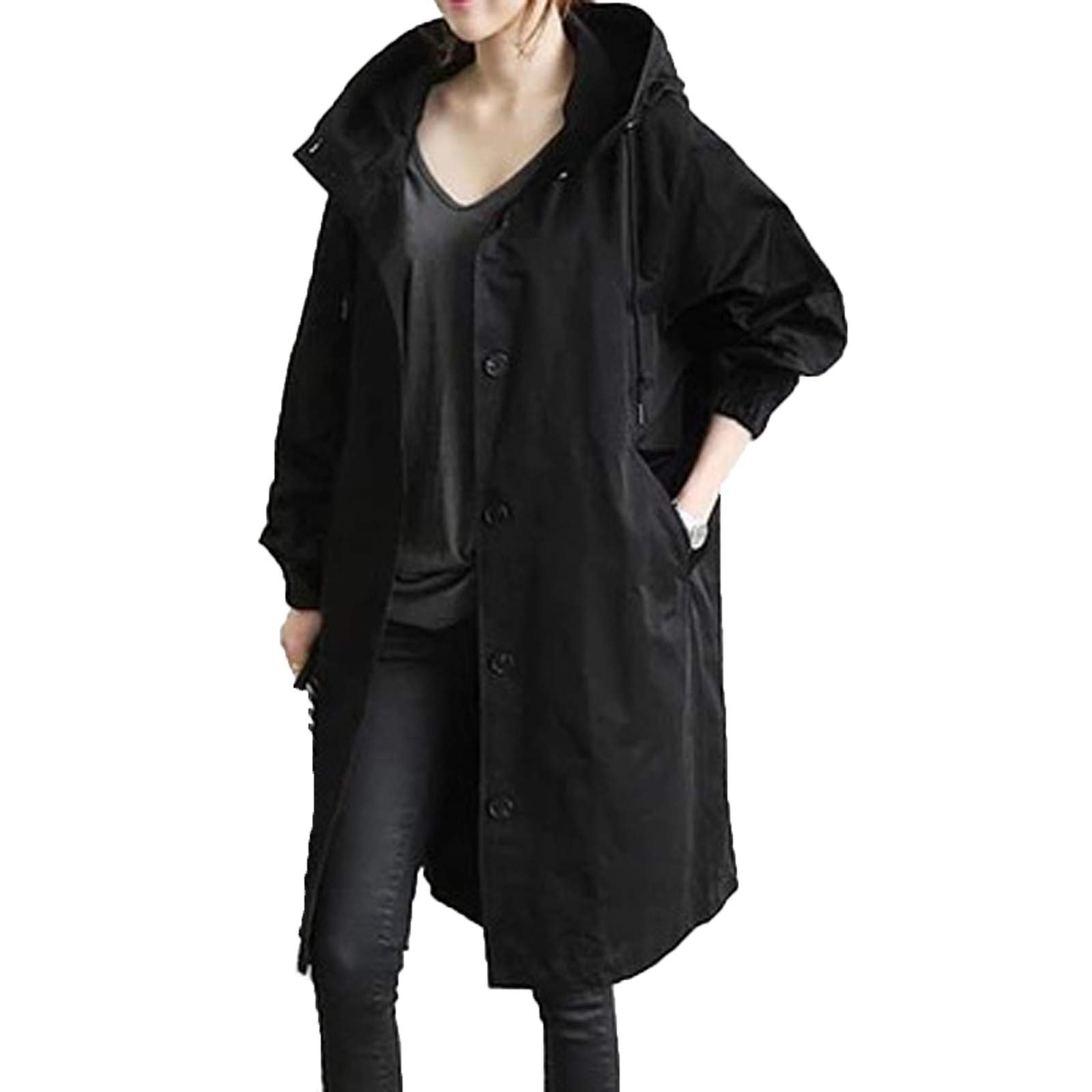 Women's Waterproof Trench Coat - Elegant Loose Fit Hooded Rain Jacket for Winter | Windproof & Comfortable Outerwear for Casual, Work & Travel