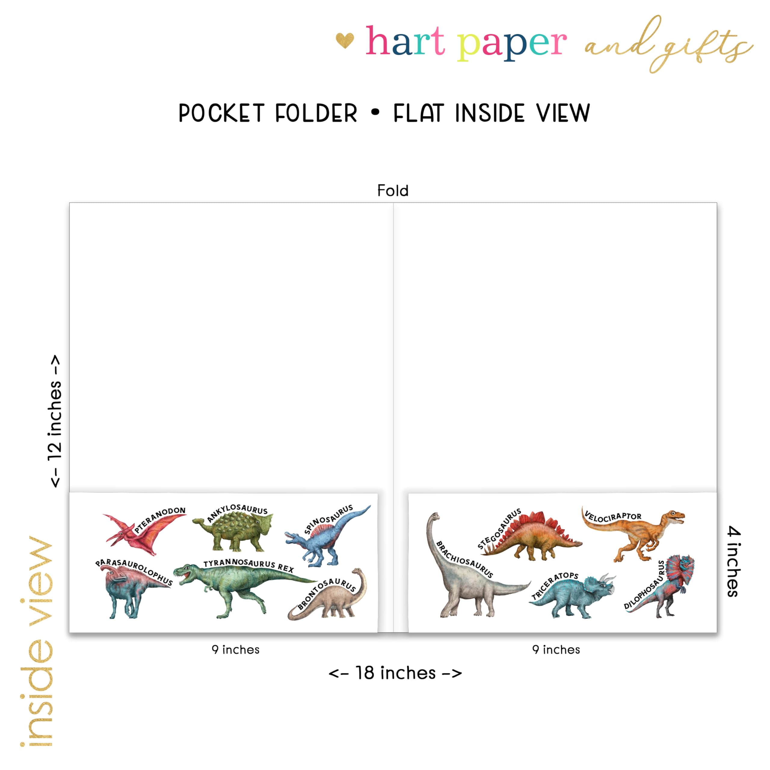 Custom Personalized Dinosaur Pocket Folder - Back to School Supplies for Kids, Teacher Gifts, Office & Birthday Presents for Boys & Girls | Perfect for School, Work & Party Favors