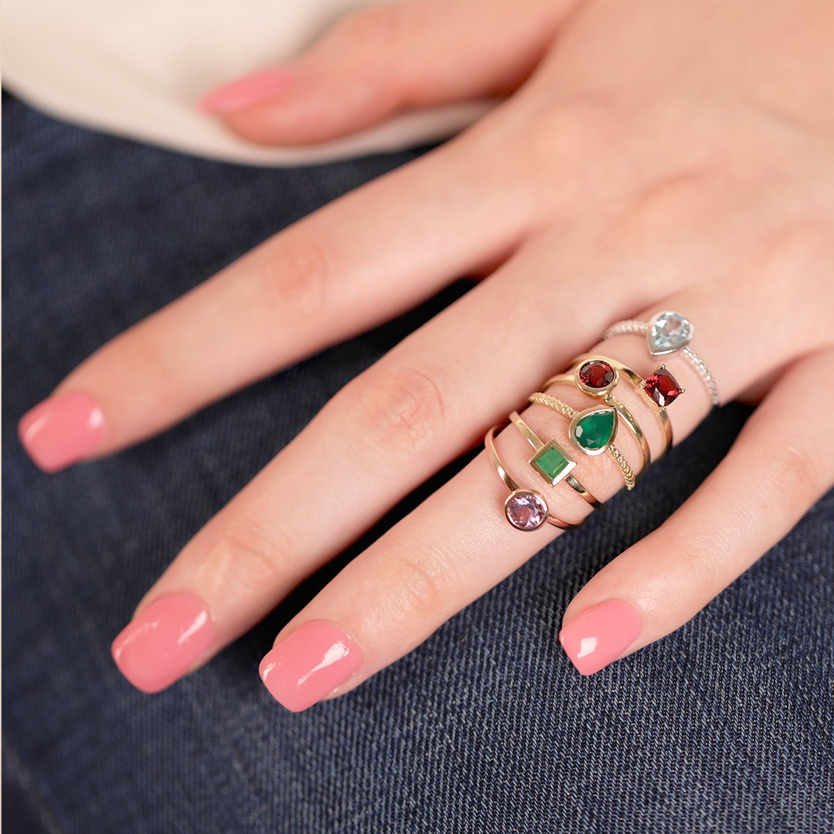 Princess Cut Emerald Cocktail Ring in 14k Solid Yellow Gold Bezel Setting - Perfect for Evening Parties, Weddings & Special Occasions