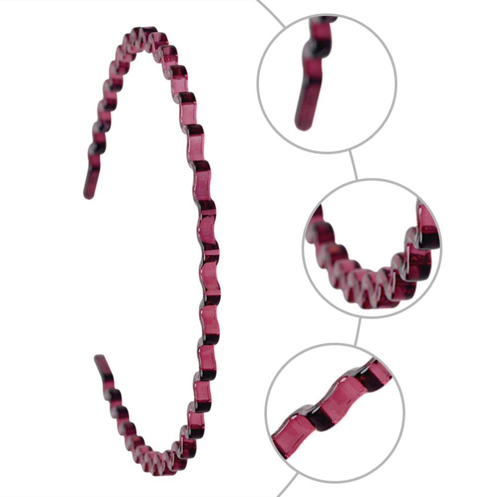 6-Pack Metal Headbands for Men & Women - Wavy Hair Hoops, Instant Noodle Hair Ties, Wash Headbands - Durable Plastic Yoga Hair Accessories for Sports, Workouts, and Everyday Use