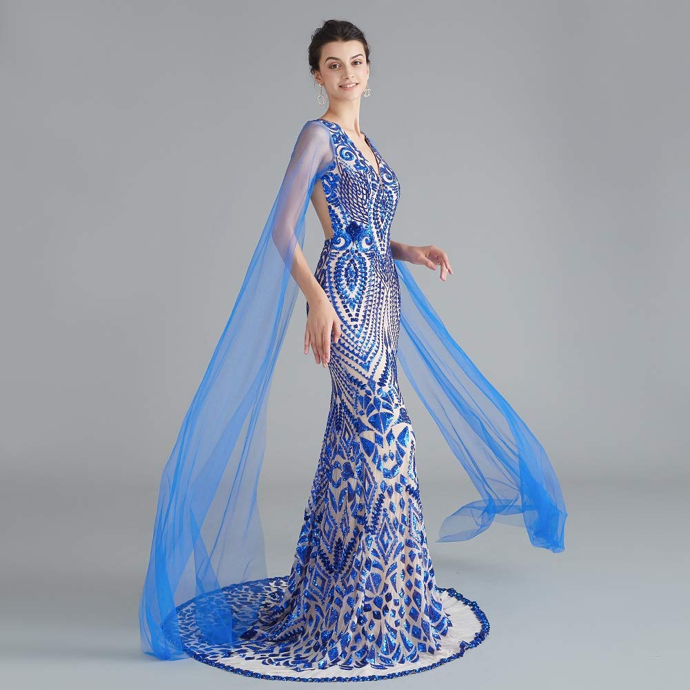 Engerla Sequin Prom Dress - Silver Mermaid Evening Gown with V-Neck for Bridal Party, Homecoming, Pageant & Formal Events