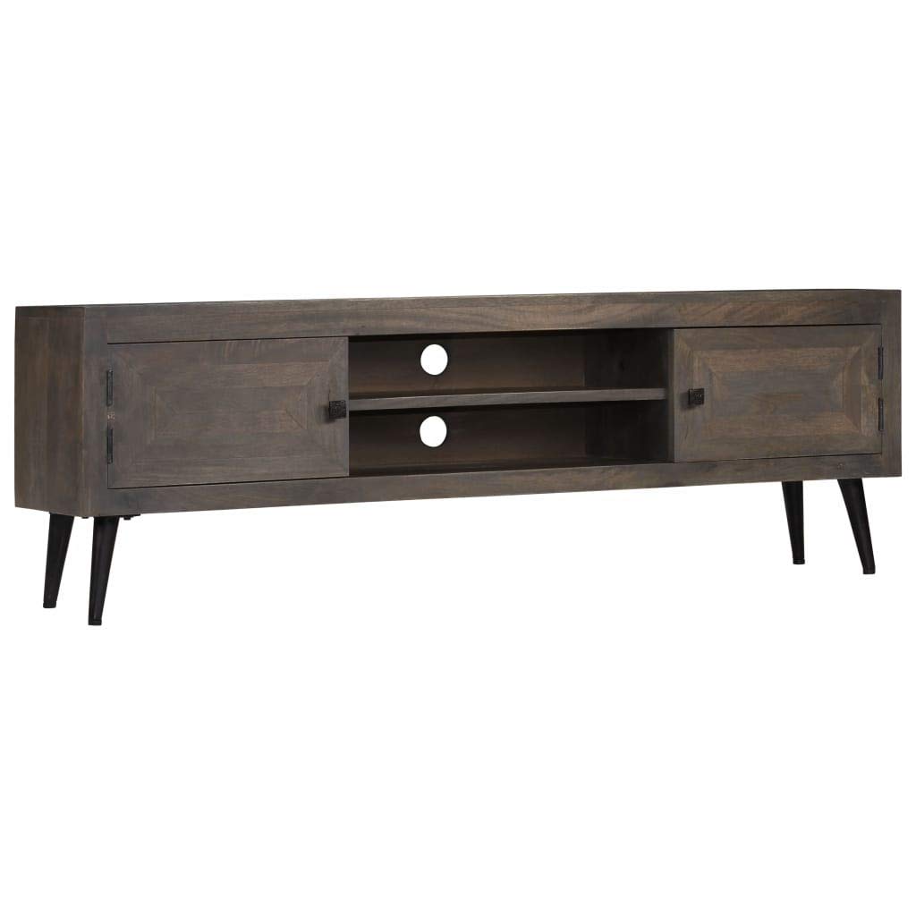 vidaXL 60 Inch TV Stand Cabinet - Solid Reclaimed Wood Entertainment Center with 2 Storage Cabinets & 2 Shelves, Sturdy Metal Frame Media Console for Living Room (47.2x11.8x15.7 Inches) - Perfect for Home Theater Setup & Living Room Organization