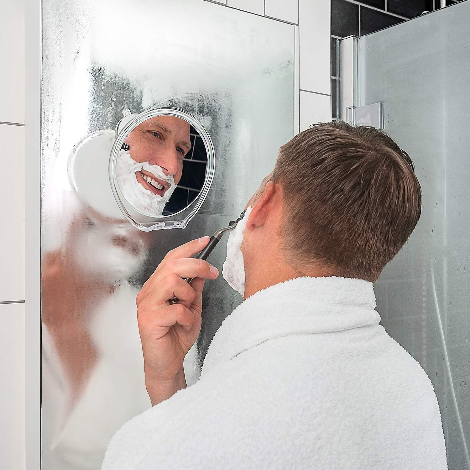 Luxo Fog-Free Shower Mirror with Razor Holder & Strong Suction Cup - Shatterproof Anti-Fog Bathroom Mirror for Shaving, Grooming & Tweezing - Perfect for Steam Showers, Travel & Small Spaces