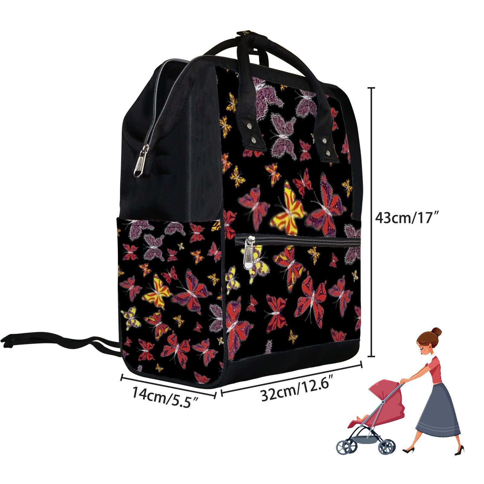 Butterfly Diaper Backpack - Waterproof Baby Bag for Travel & Laptop - Large Capacity for Men & Women