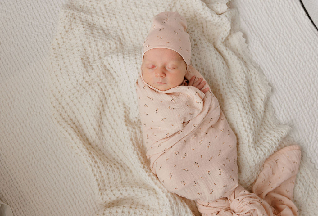 Ely's & Co Floral Printed Pink Muslin Swaddle Blanket - Soft & Breathable for Baby Swaddling, Nursing, and Stroller Cover
