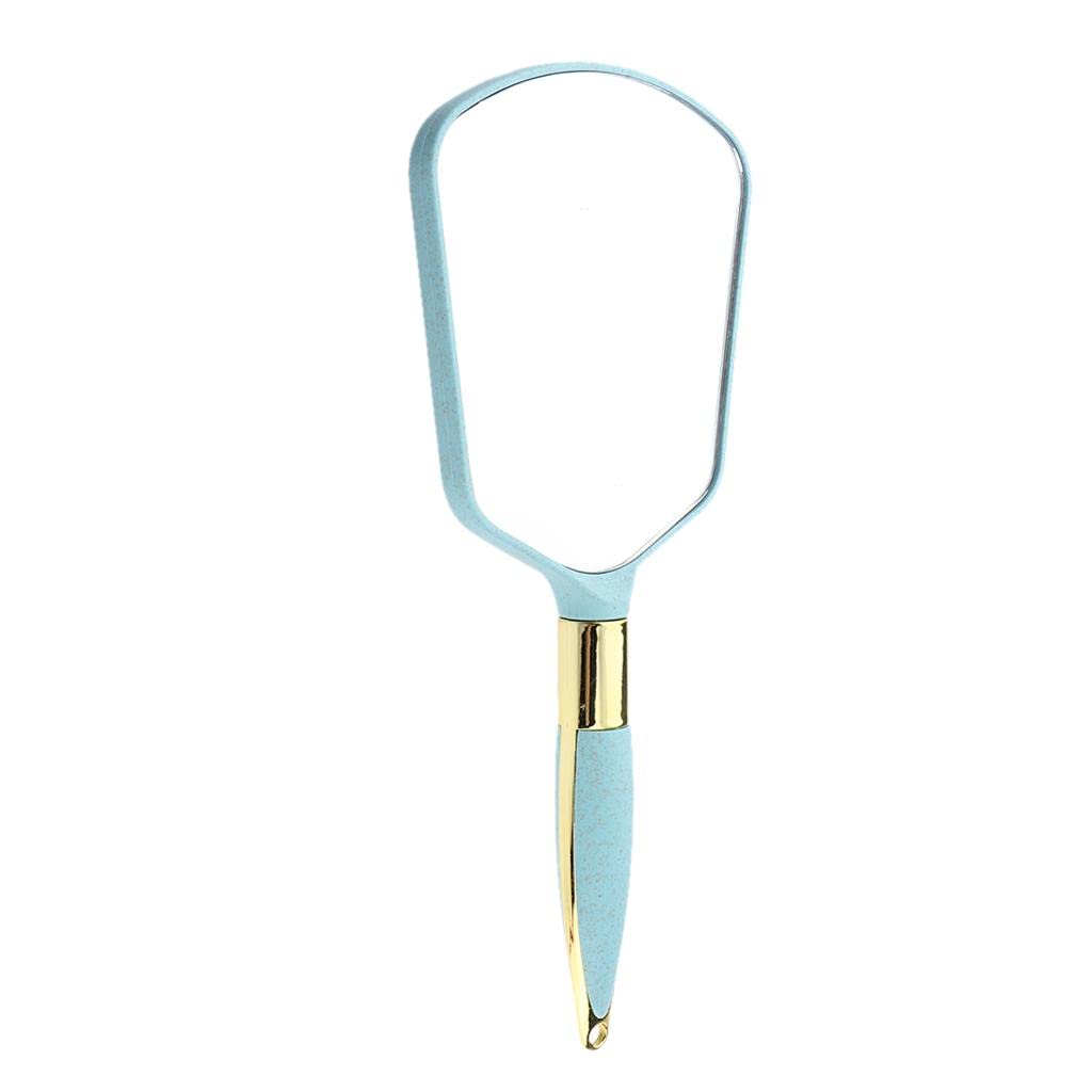 LOSA PVC Handheld Makeup Mirror - Compact Cosmetic Mirror for Vanity, Home, Salon & Travel - Lightweight & Durable - Perfect for On-the-Go Touchups & Professional Makeup Application (Blue)