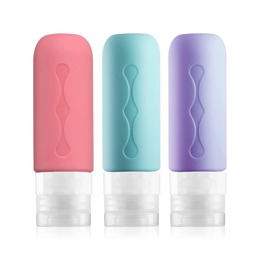 Kamini Enterprise 90ml Travel Refillable Bottles (Pack of 3) - BPA Free Leak Proof Containers for Shampoo, Conditioner & Body Wash | Portable Cosmetic Toiletries for Vacation, Gym & Business Trips | Multicolor Set