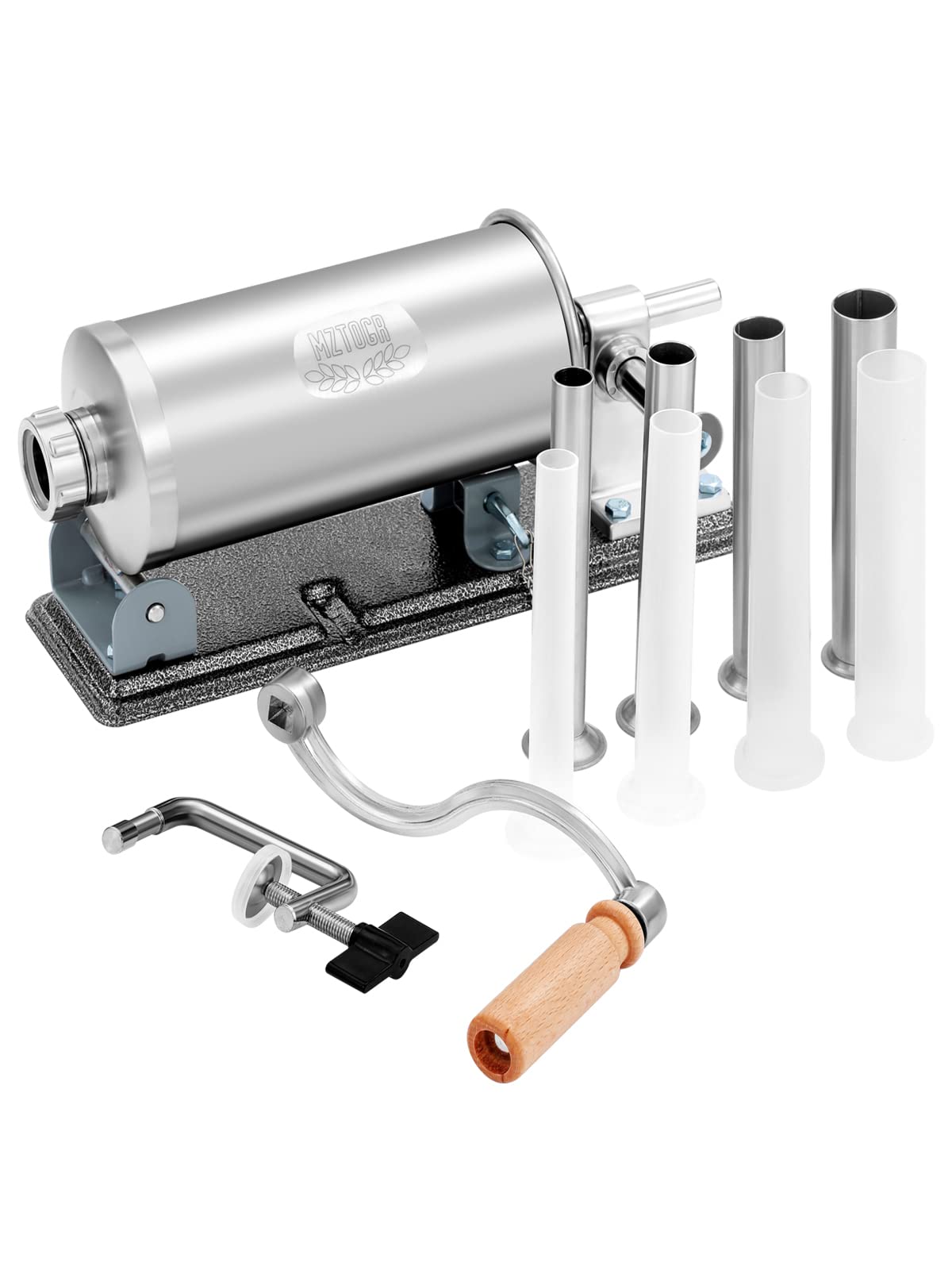 Stainless Steel Manual Sausage Stuffer - 2.5LBS Horizontal Meat Filler with 8 Stuffing Tubes for Homemade Sausage Making | Perfect for Kitchen, BBQ Parties, Camping & Food Preparation