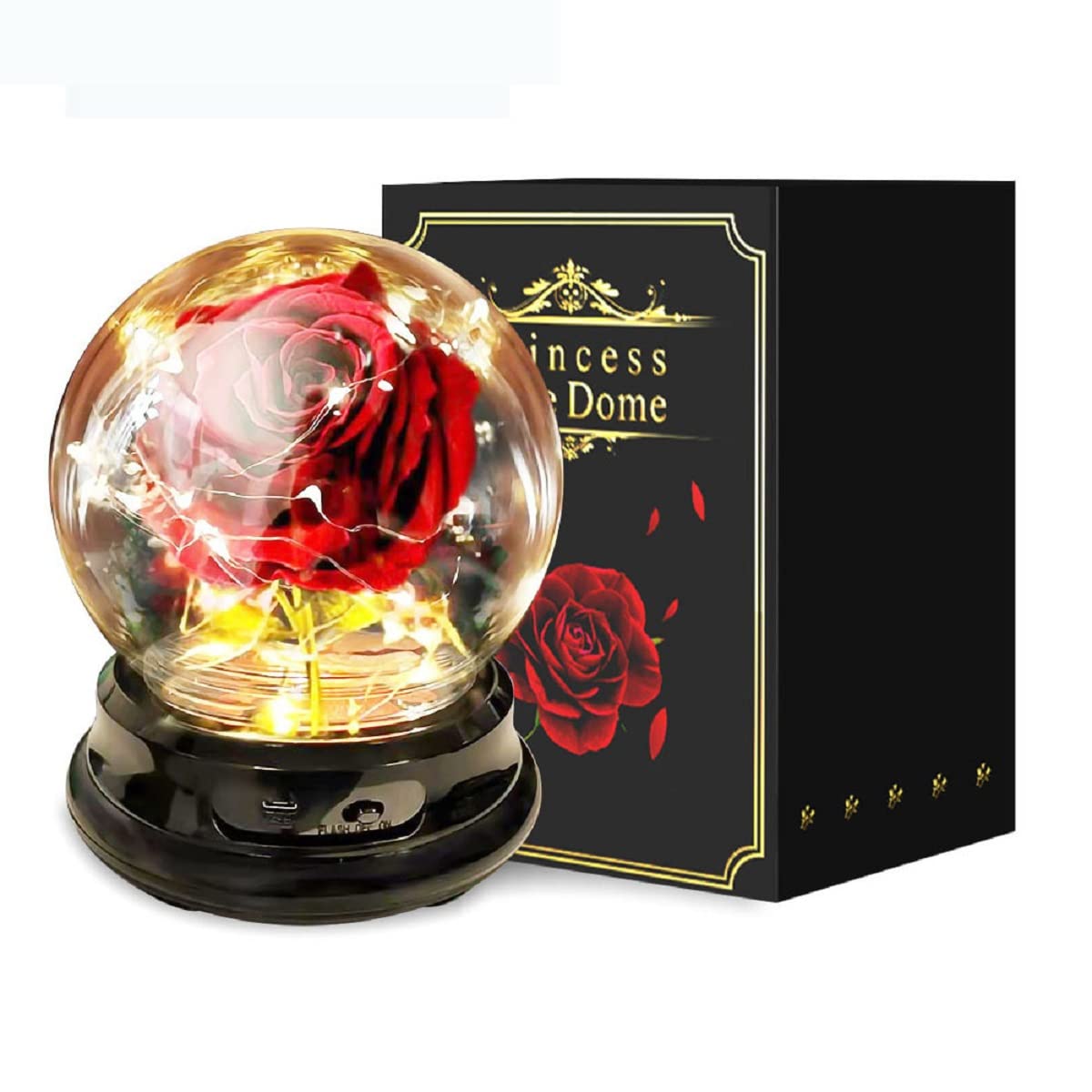 Enchanted Glass Dome Rose Gift - Beauty and The Beast Inspired Red Rose in Glass for Valentine's Day, Mother's Day, Anniversary & Birthday - Perfect for Romantic Surprises, Home Decor & Disney Lovers