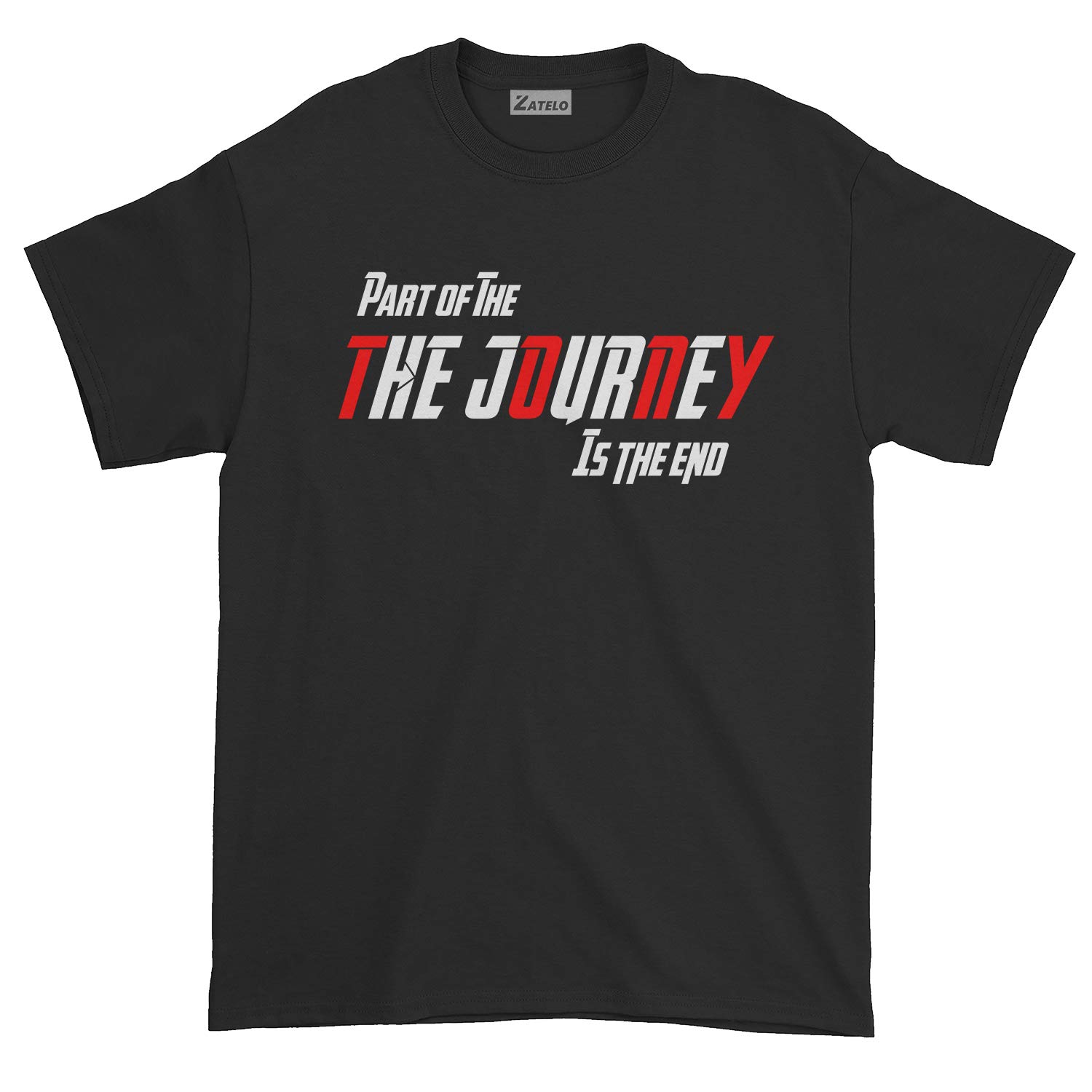 Zatelo 'Part of The Journey is The End' Graphic T-Shirt - Marvel Avengers Movie Quote Tee for Fans & Superhero Lovers