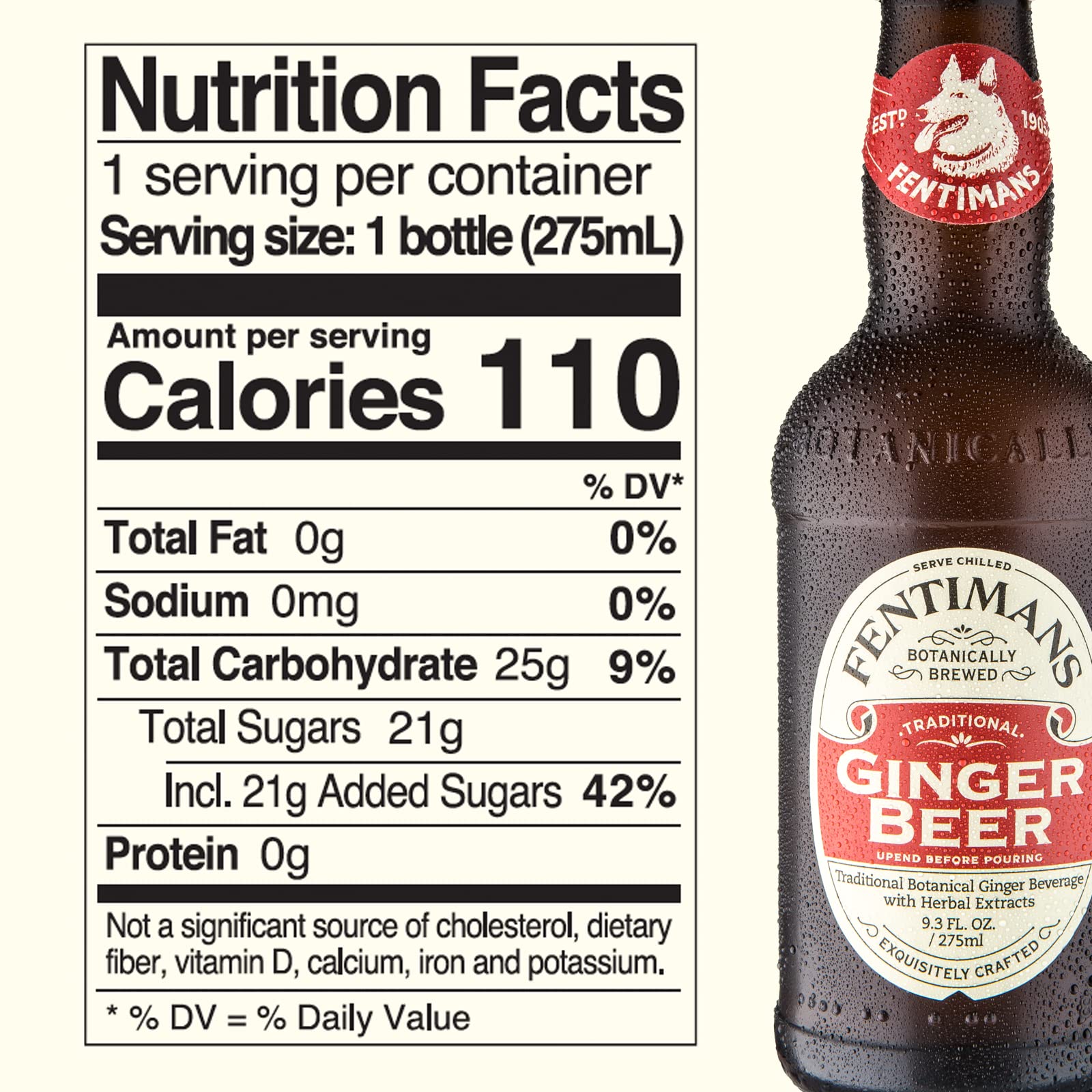 Fentimans Sparkling Ginger Beer - Premium Non-Alcoholic Craft Soda with Herbal Extracts & Natural Ingredients, Botanically Brewed - 9.3 Fl Oz (Pack of 4) - Perfect for Parties, Mocktails & Refreshing Summer Drinks