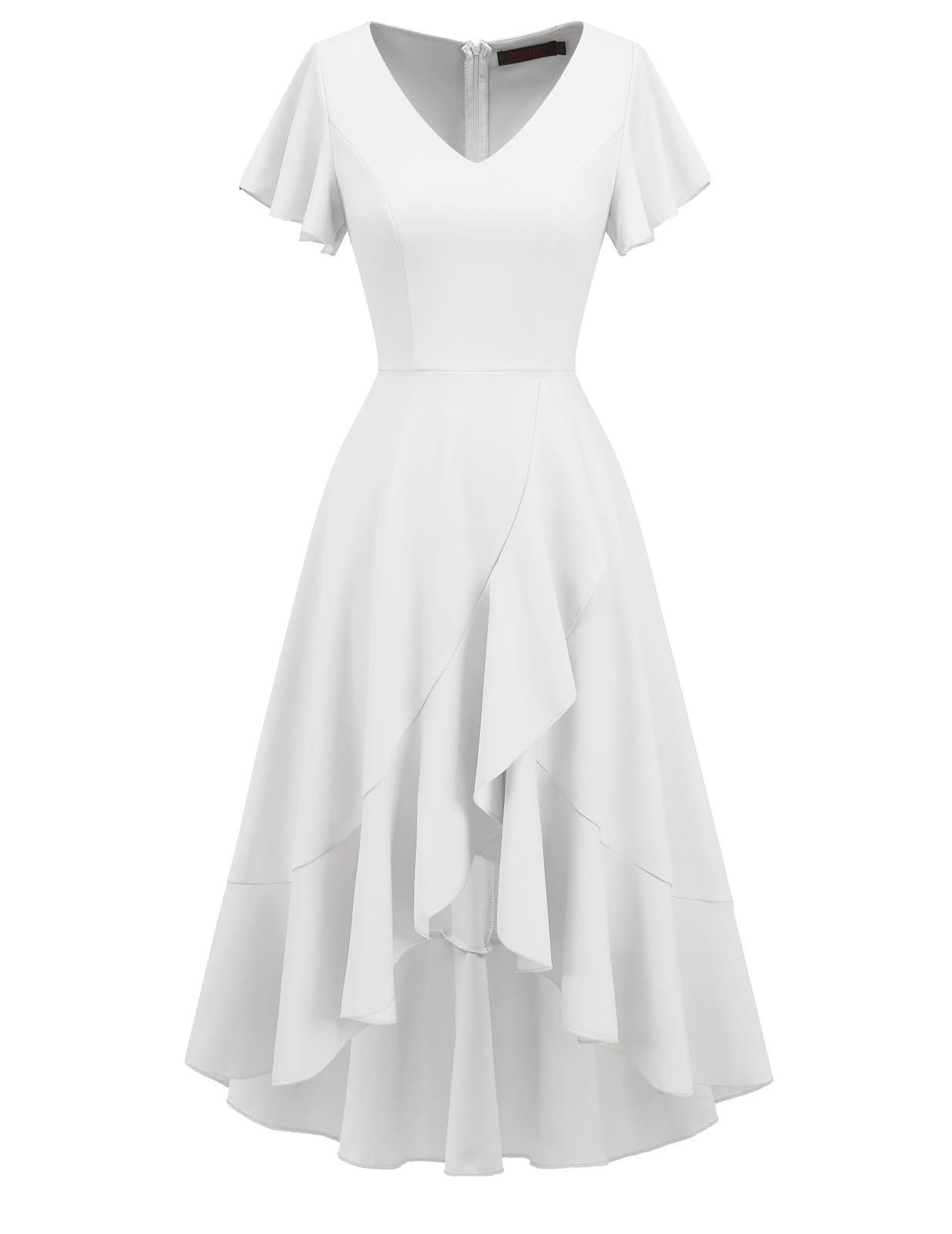 DRESSTELLS Women's Cocktail Dresses 2025 | Elegant V-Neck Formal Wedding Guest Dress with Ruffle Detail | Vintage Inspired Prom Party Evening Gown for Special Occasions & Black Tie Events