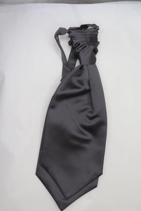 Stylish Charcoal Ruche Cravat Tie for Men - Perfect for Weddings, Formal Events & Business Occasions