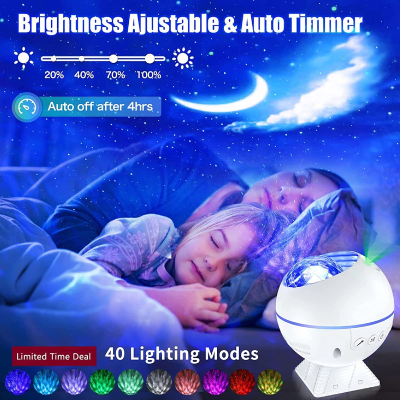 MHGLOVES White Star Projector - 3-in-1 LED Galaxy Night Light with Remote, Bluetooth Speaker & Sound Activation | 40 Color Nebula Projector for Bedroom, Party, Romantic Dates & Home Theater Ambiance