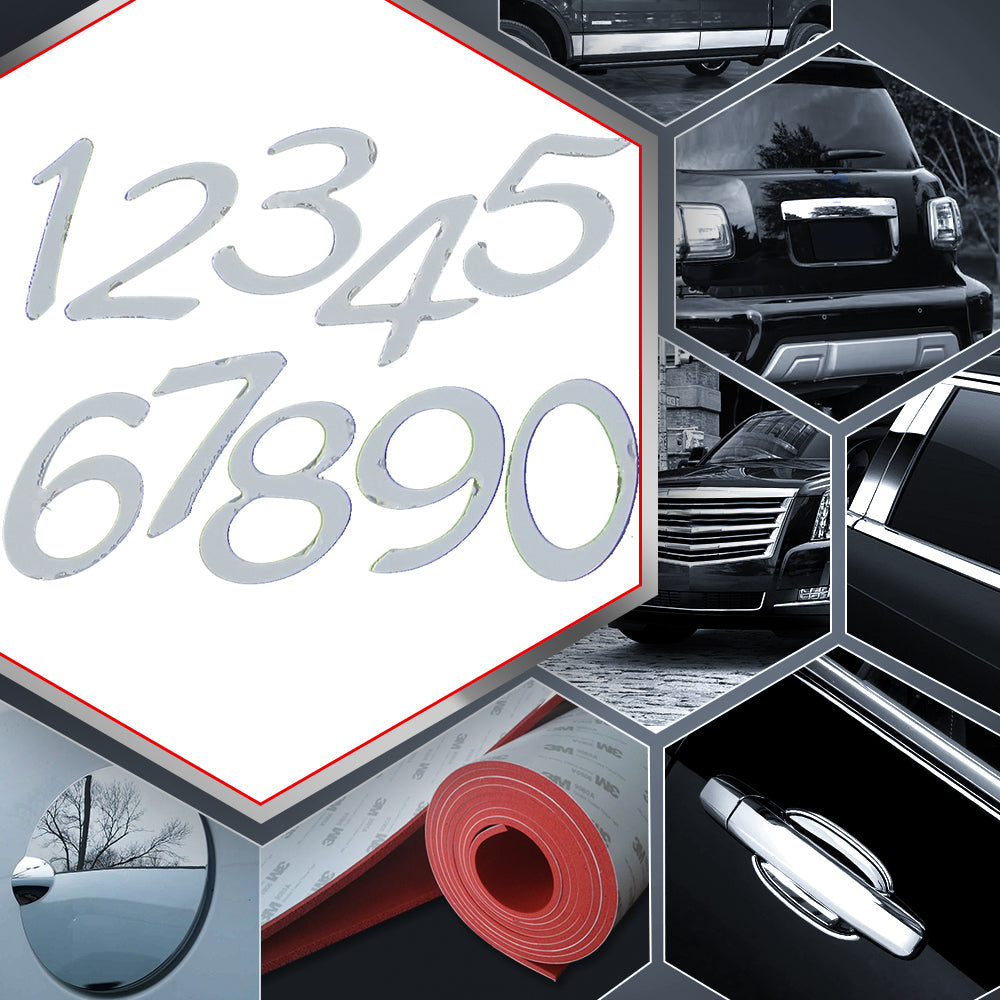 1 PC Stainless Steel Number Decal - Universal Fit for Cars, Trucks & Motorcycles - Durable Metal Emblem for Vehicle Customization & Personalization