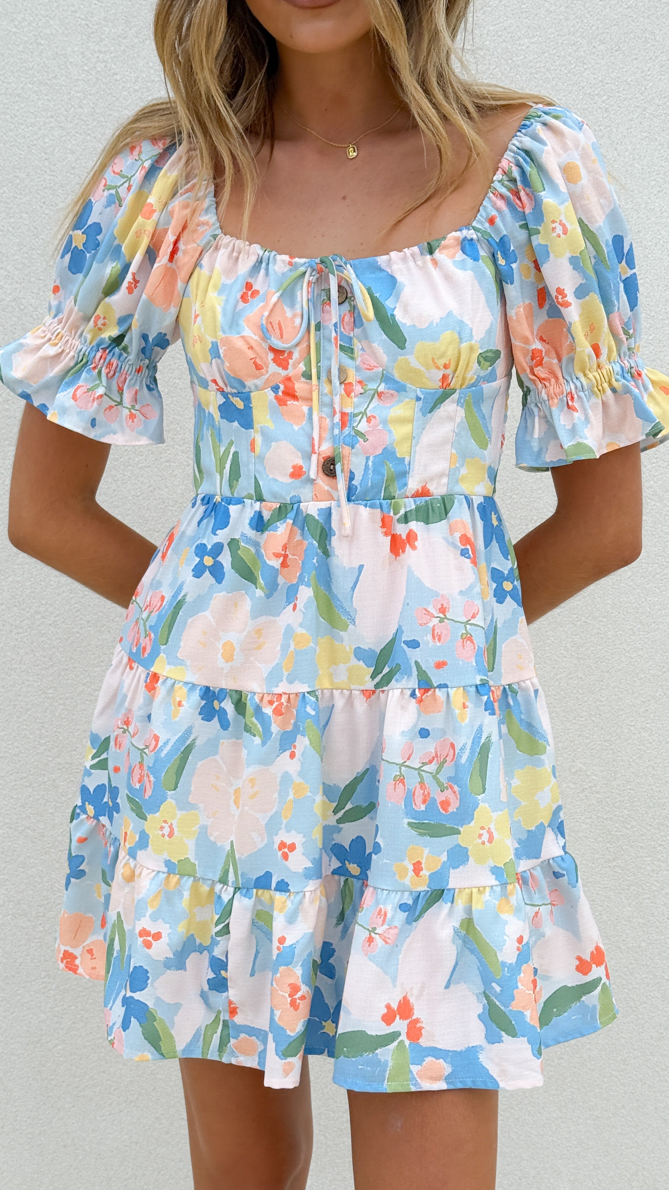 Eve Mini Dress - Blue Summer Flowy Casual Dress for Women | Perfect for Beach, Vacation, and Party Wear