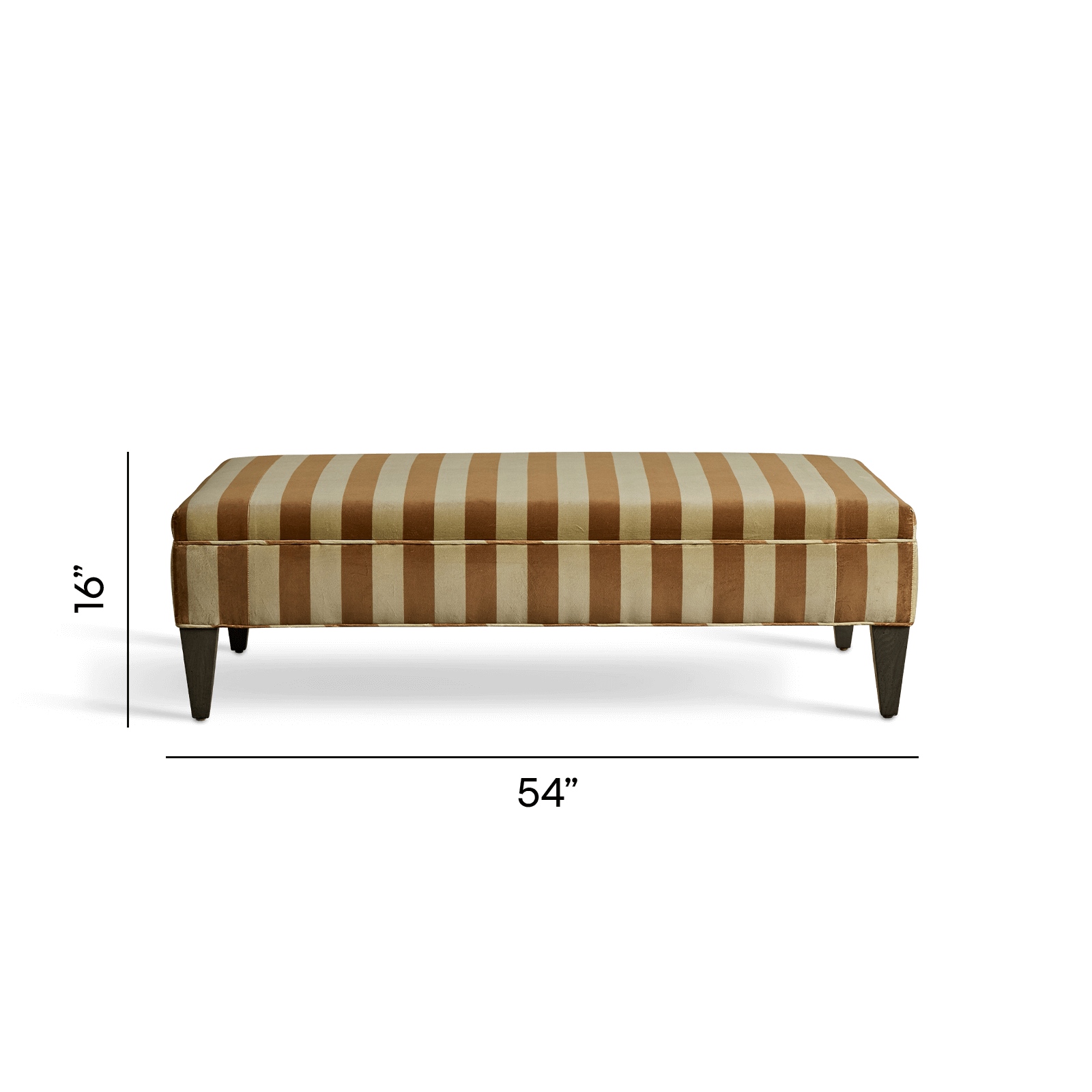 CAMELOT STRIPE Velvet Rectangular Ottoman Footrest Bench with Storage - Soft Ginger Brown for Living Room, Bedroom & Home Decor