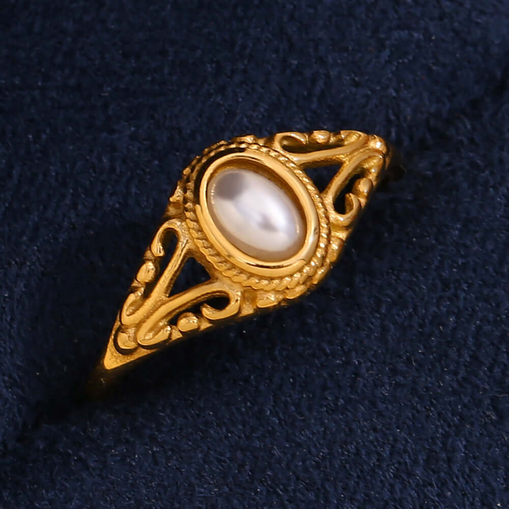 Vintage Filigree Pearl Ring - Elegant Antique Style Jewelry for Women | R4442 | Perfect for Weddings, Anniversaries & Special Occasions