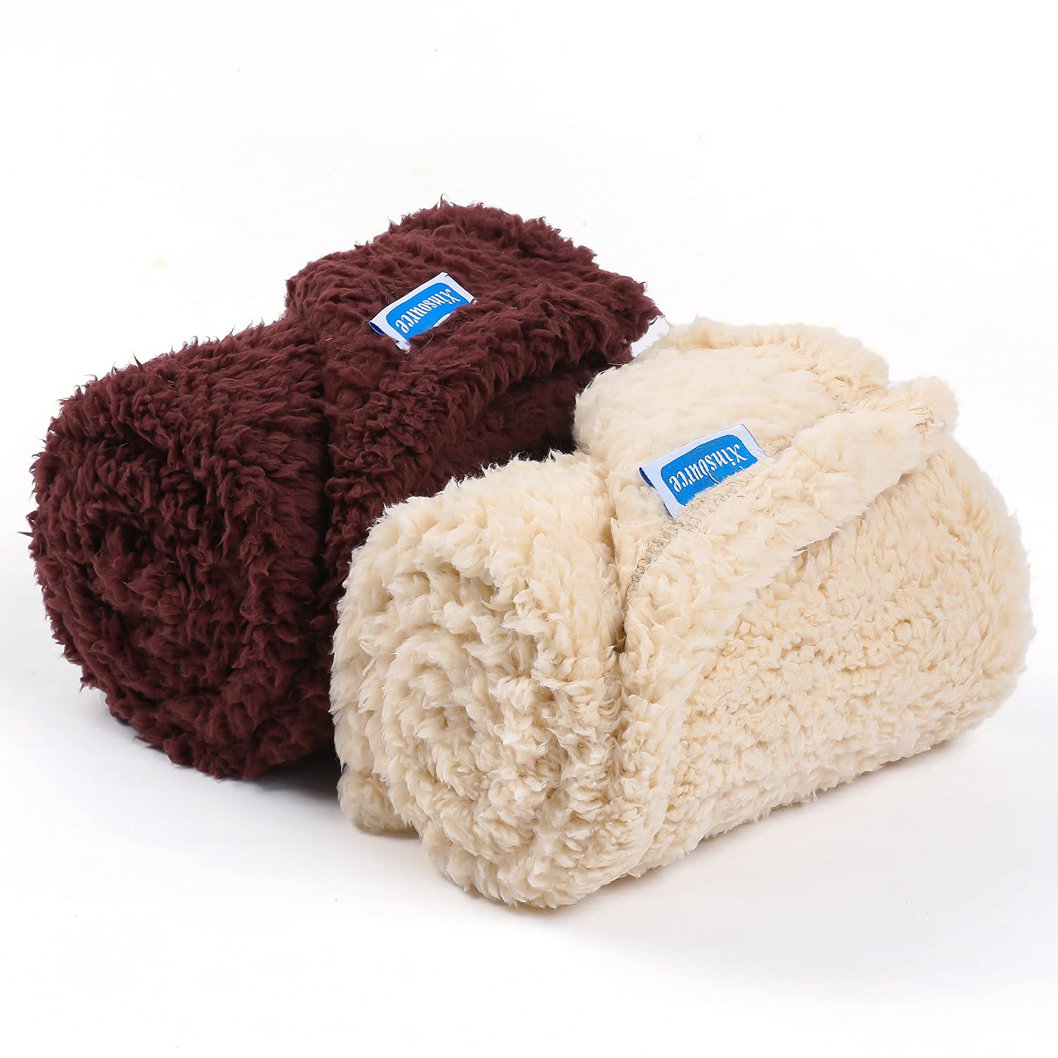 2 Pack Soft Sherpa Fleece Pet Blanket for Small Dogs & Cats - Warm Cozy Throw Blanket for Sofa, Couch, Bed - Durable Pet Bed Cover & Floor Mat (24