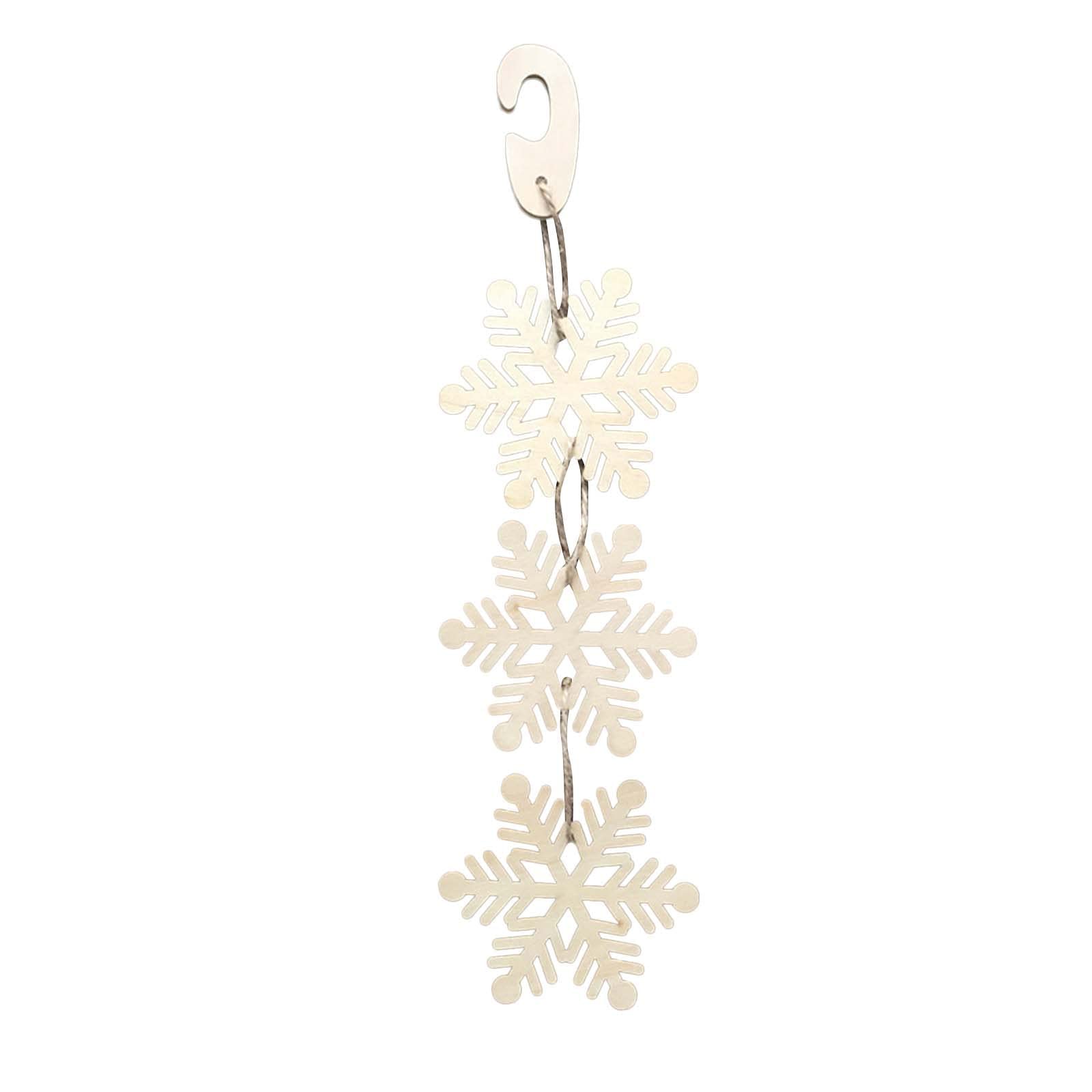 Snowflake Wooden Hook Pendant - Handmade Wooden Wall Decor for Home, Christmas, Holiday & Seasonal Decoration - Perfect for Living Room, Bedroom, Mantel & Gift Giving