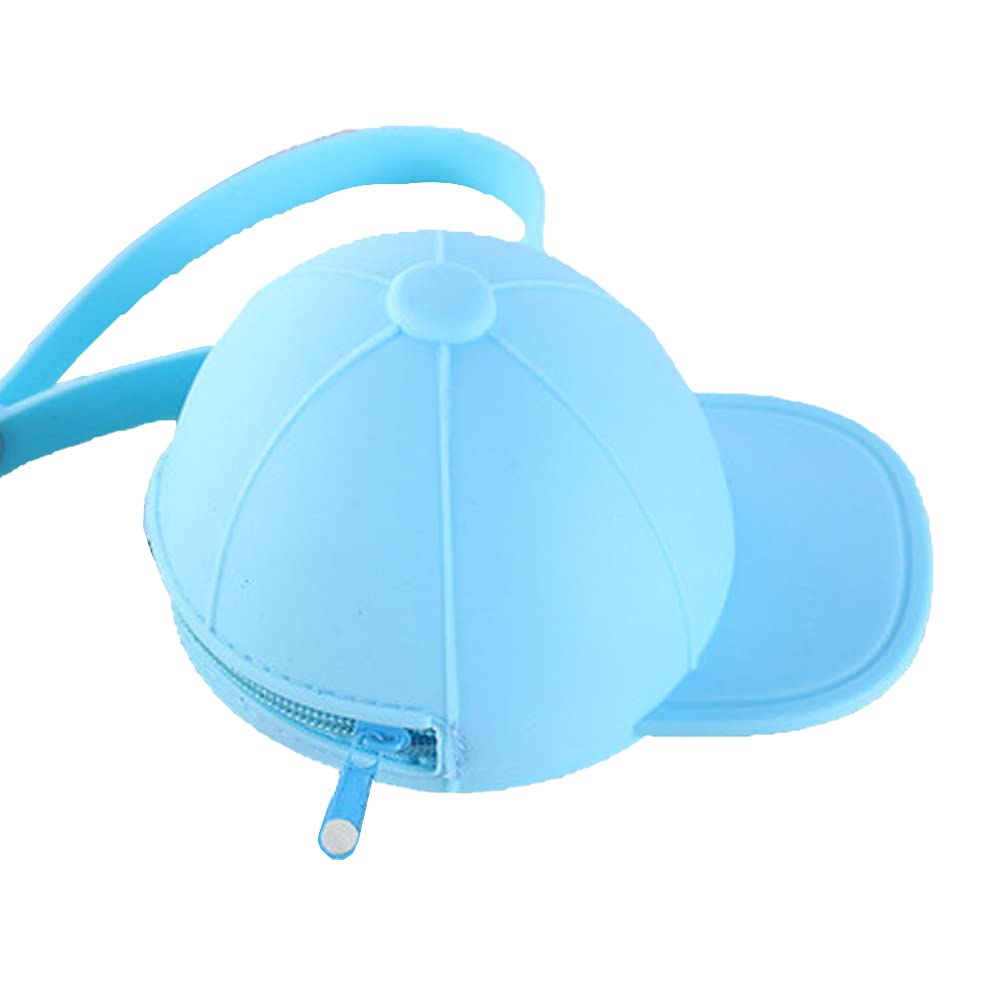 Cute Cartoon Baseball Cap Shaped Silicone Coin Purse - Mini Wallet, Headset Bag, Card Holder & Key Case - Waterproof & Durable (Blue) - Perfect for Kids, Travel, Sports & Everyday Use
