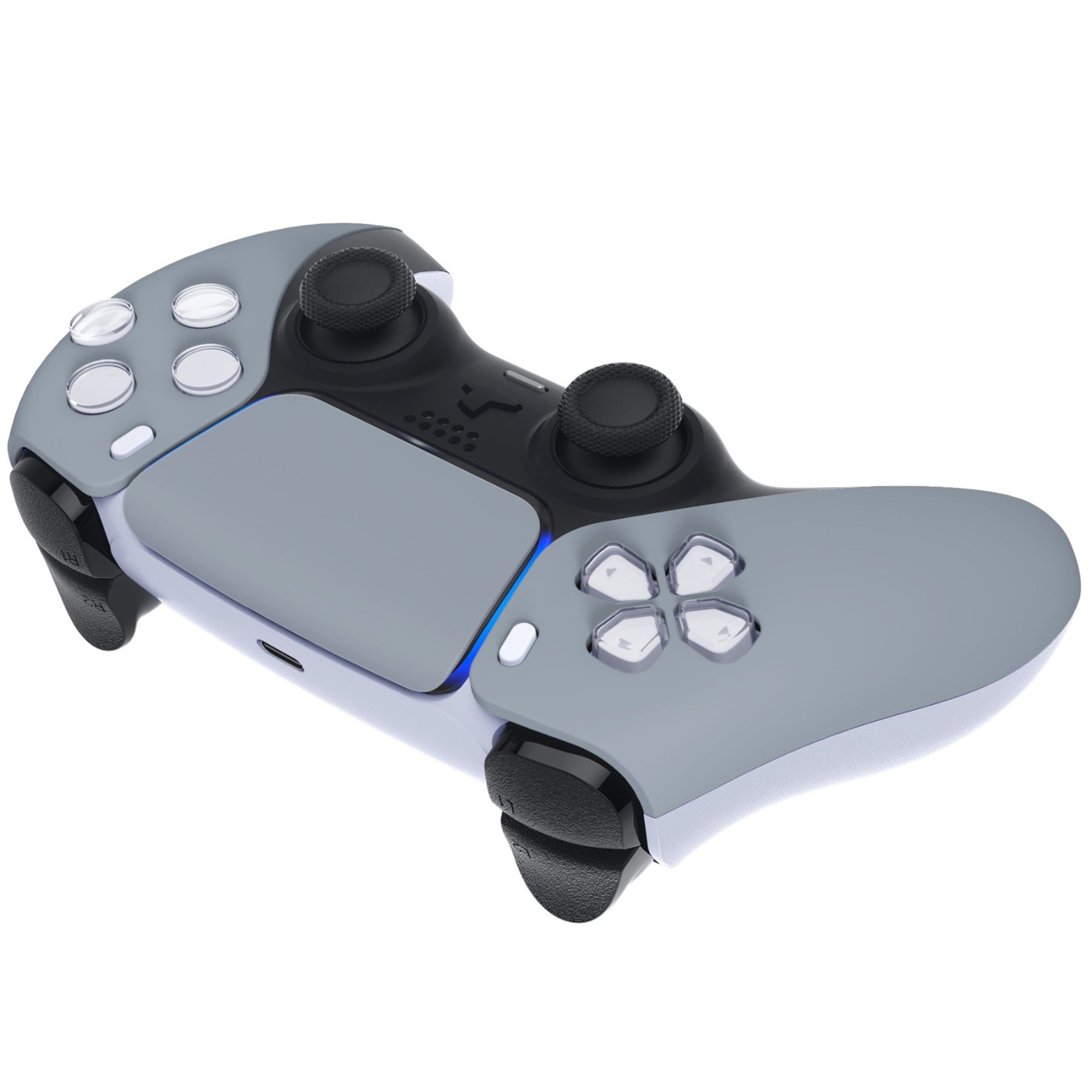 eXtremeRate PS5 Controller Front Housing Shell Replacement - Compatible with BDM 010/020/030/040/050 Models (New Hope Gray) | DIY Repair & Customization for Enhanced Gaming Experience