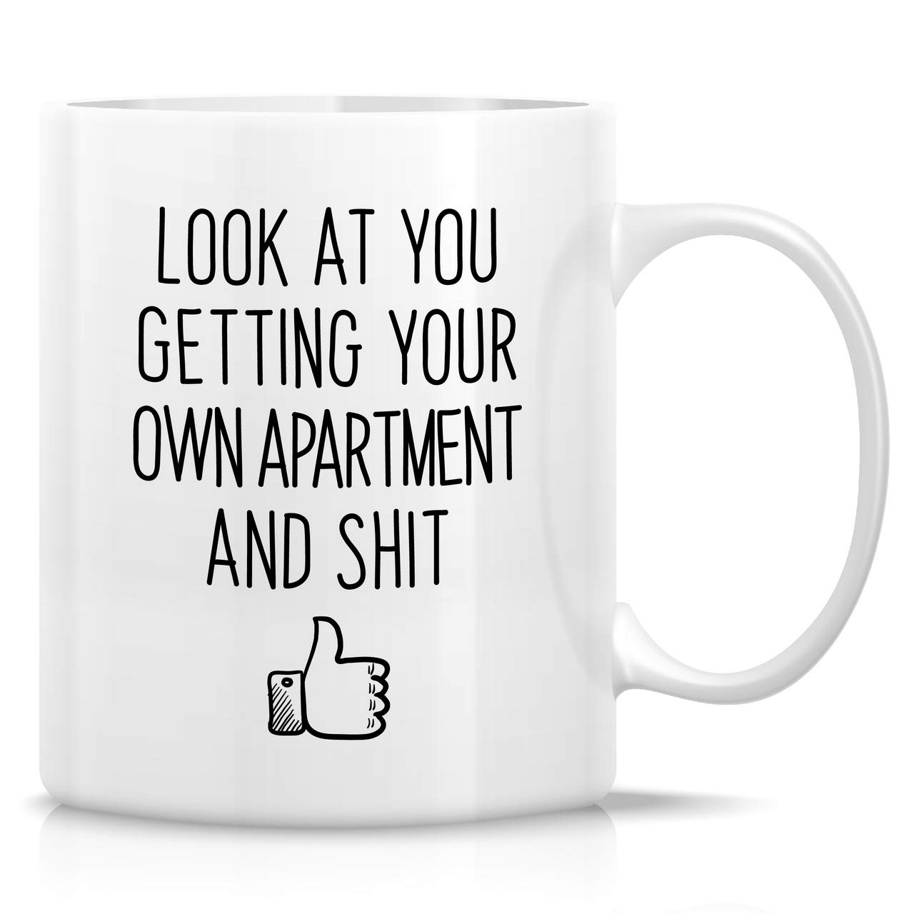 Retreez 11 Oz Funny Ceramic Coffee Mug - 'Look At You Getting Your Own Apartment' Sarcastic Housewarming Gift for Friends, Coworkers, Family (Dad, Mom, Sister, Brother) - Perfect for New Home Celebrations, Office Humor & Birthday Presents