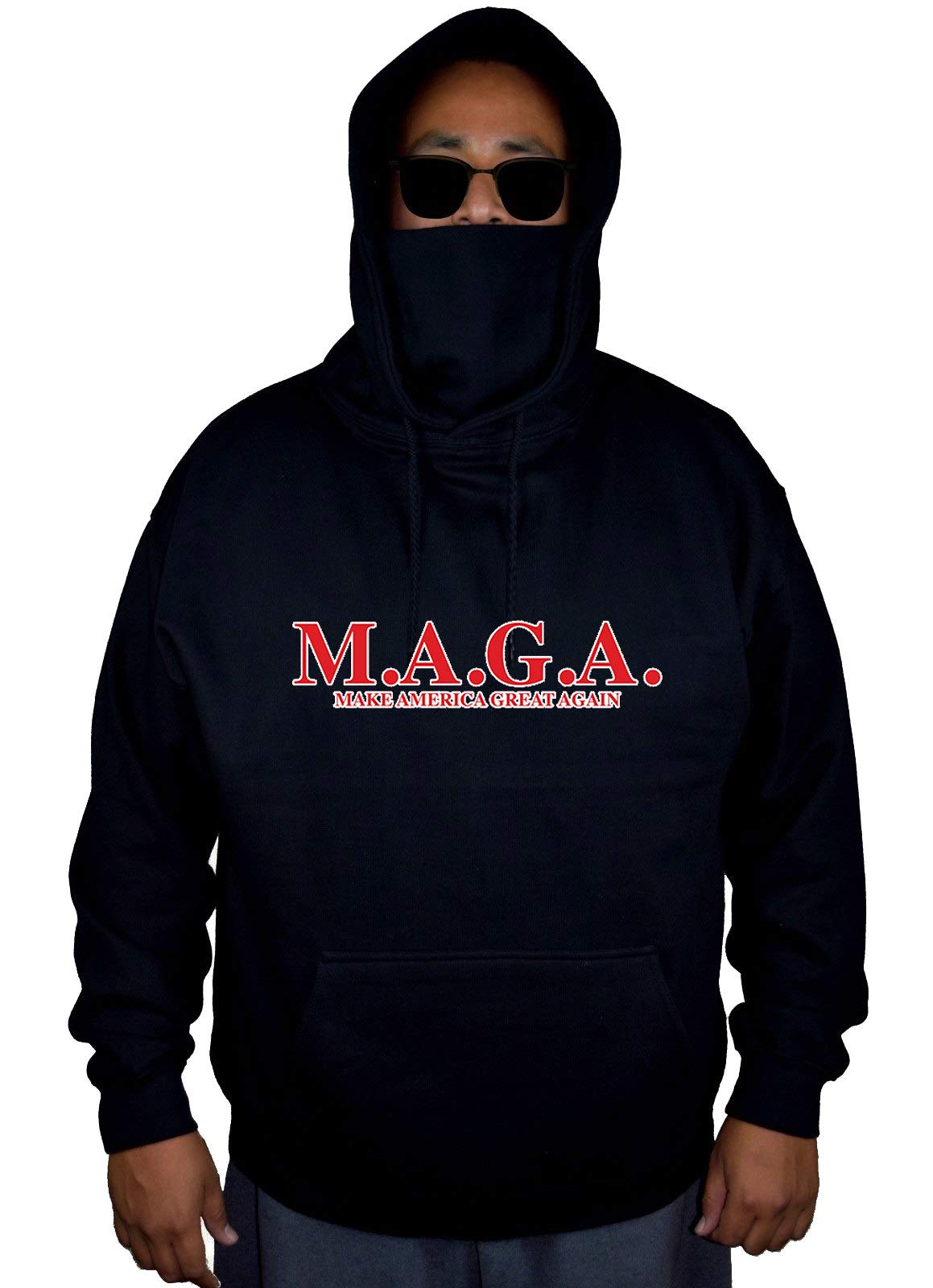 Make America Great Again Black Hoodie Sweater for Men - Patriotic MAGA Pullover with Face Mask - Perfect for Political Rallies & Conservative Events