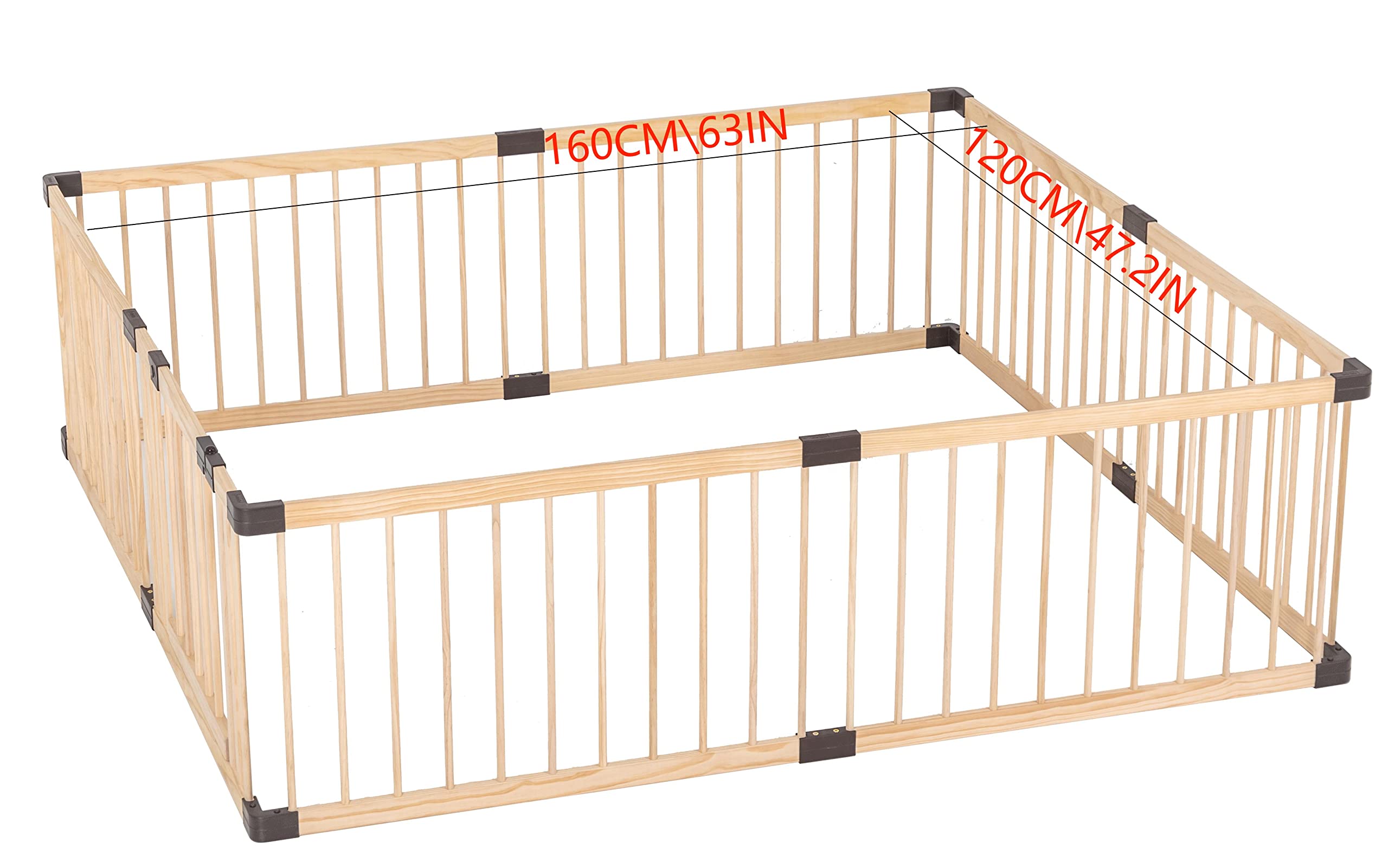 **Conababy Wooden Playpen for Babies & Toddlers - 120x160CM Baby Play Yard, Safety Play Fence & Indoor Activity Center - Perfect for Home, Nursery, Daycare & Playroom**