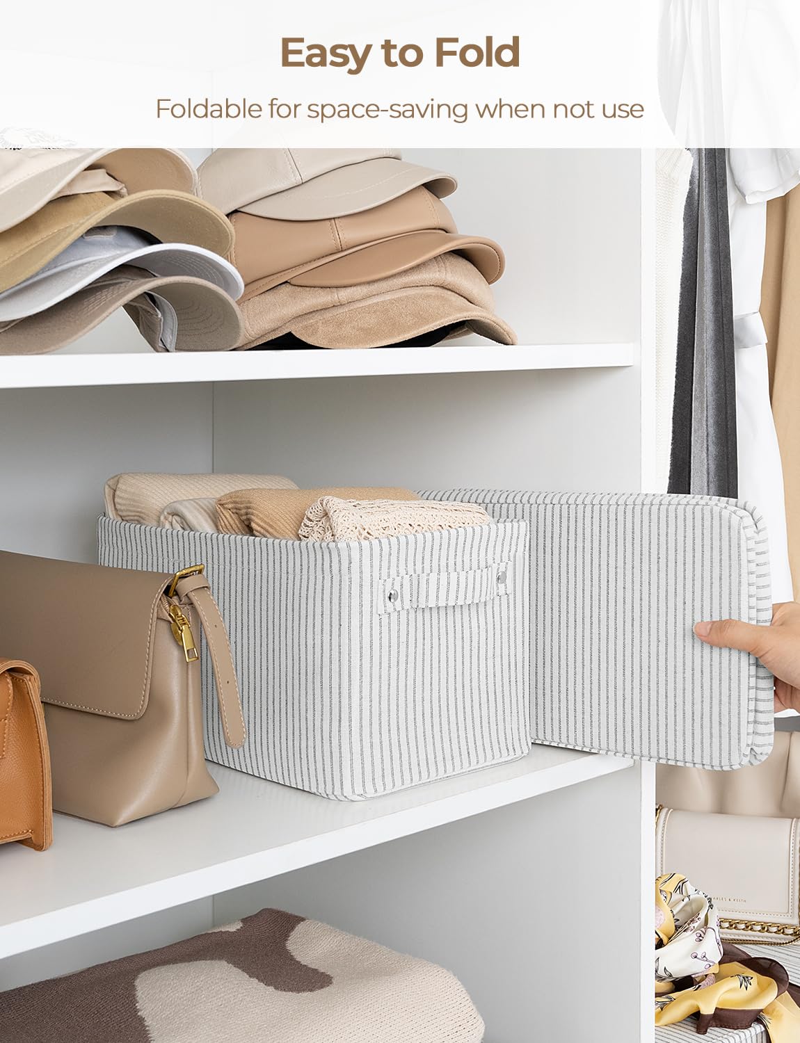 Foldable Fabric Storage Bins with Handles - Organize Shelves & Home Decor