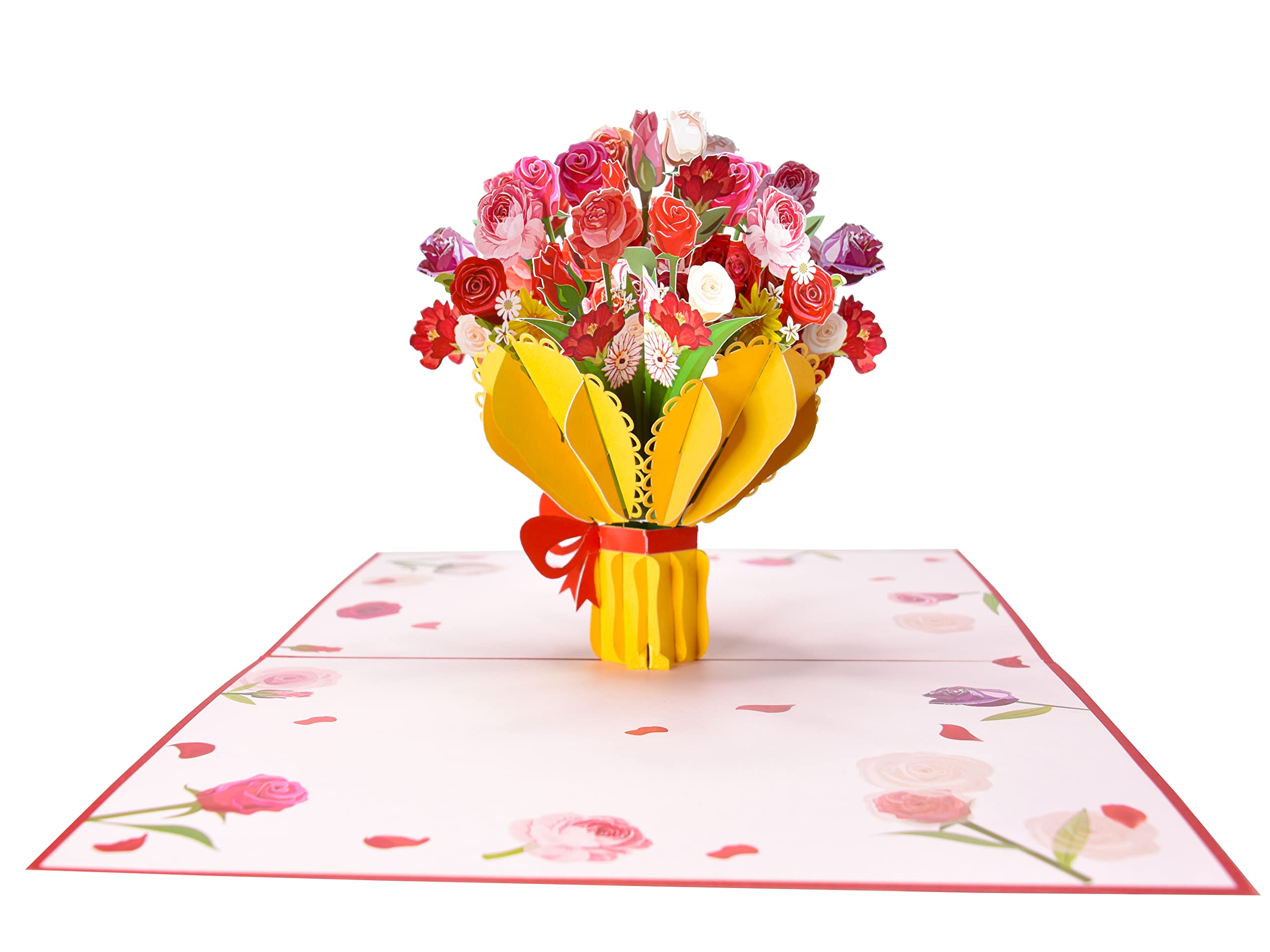 3D Pop Up Rose Bouquet Greeting Card - Elegant Birthday, Anniversary, Mother's Day, Valentine's Day & Spring Celebration Card - Perfect for Romantic Gifts, Wedding Invitations & Special Occasions