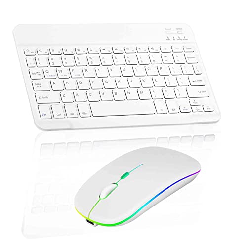 Pure White Keyboard with Pure White RGB LED mouse